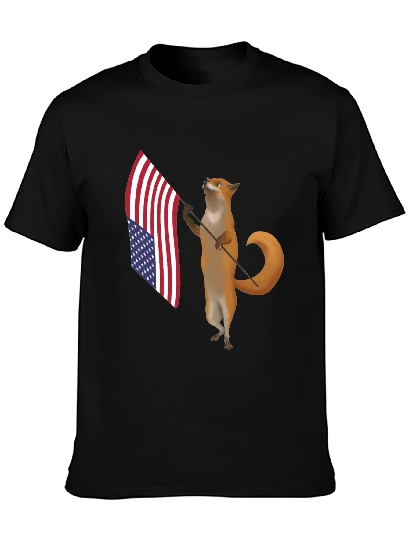 Patriotic Fox T-Shirt - American Flag Design