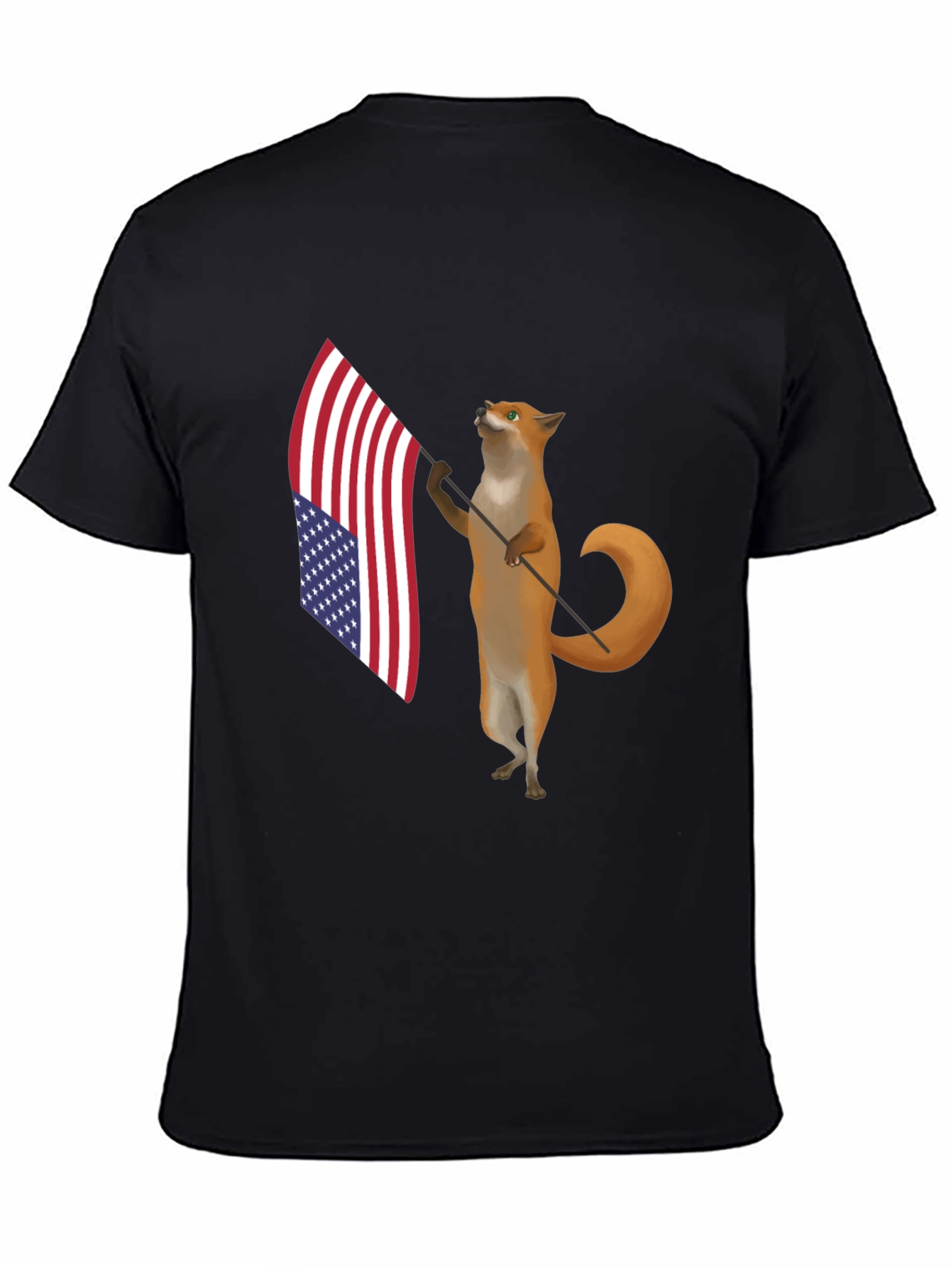 Patriotic Fox T-Shirt - American Flag Design