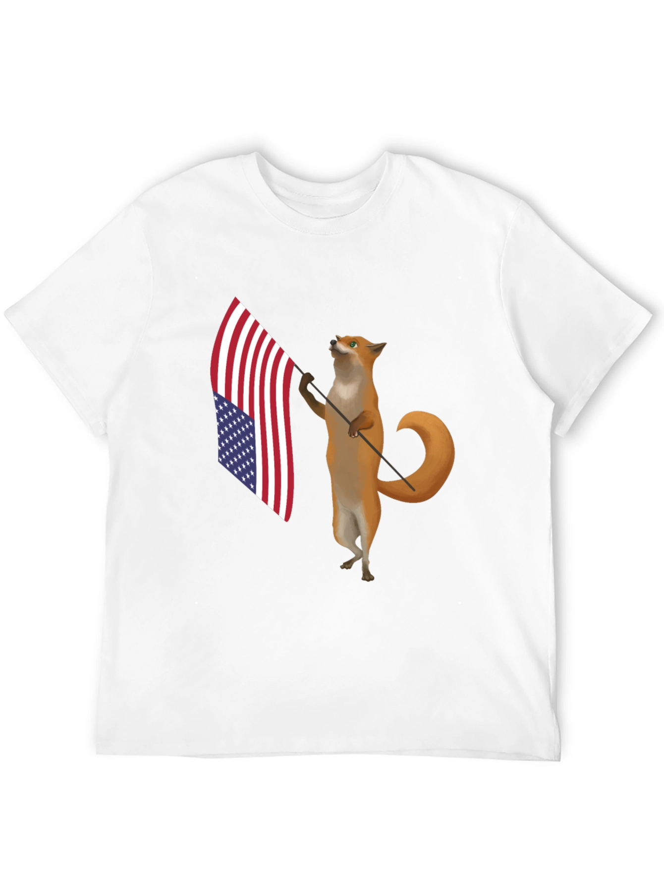 Patriotic Fox T-Shirt - American Flag Design