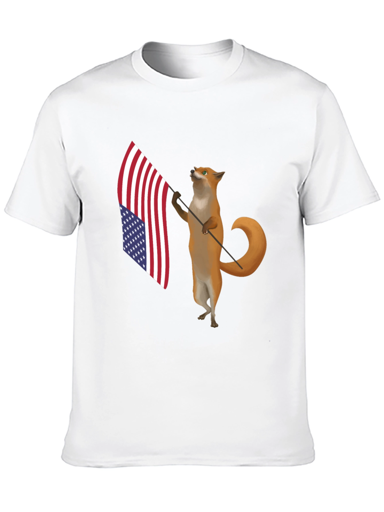 Patriotic Fox T-Shirt - American Flag Design
