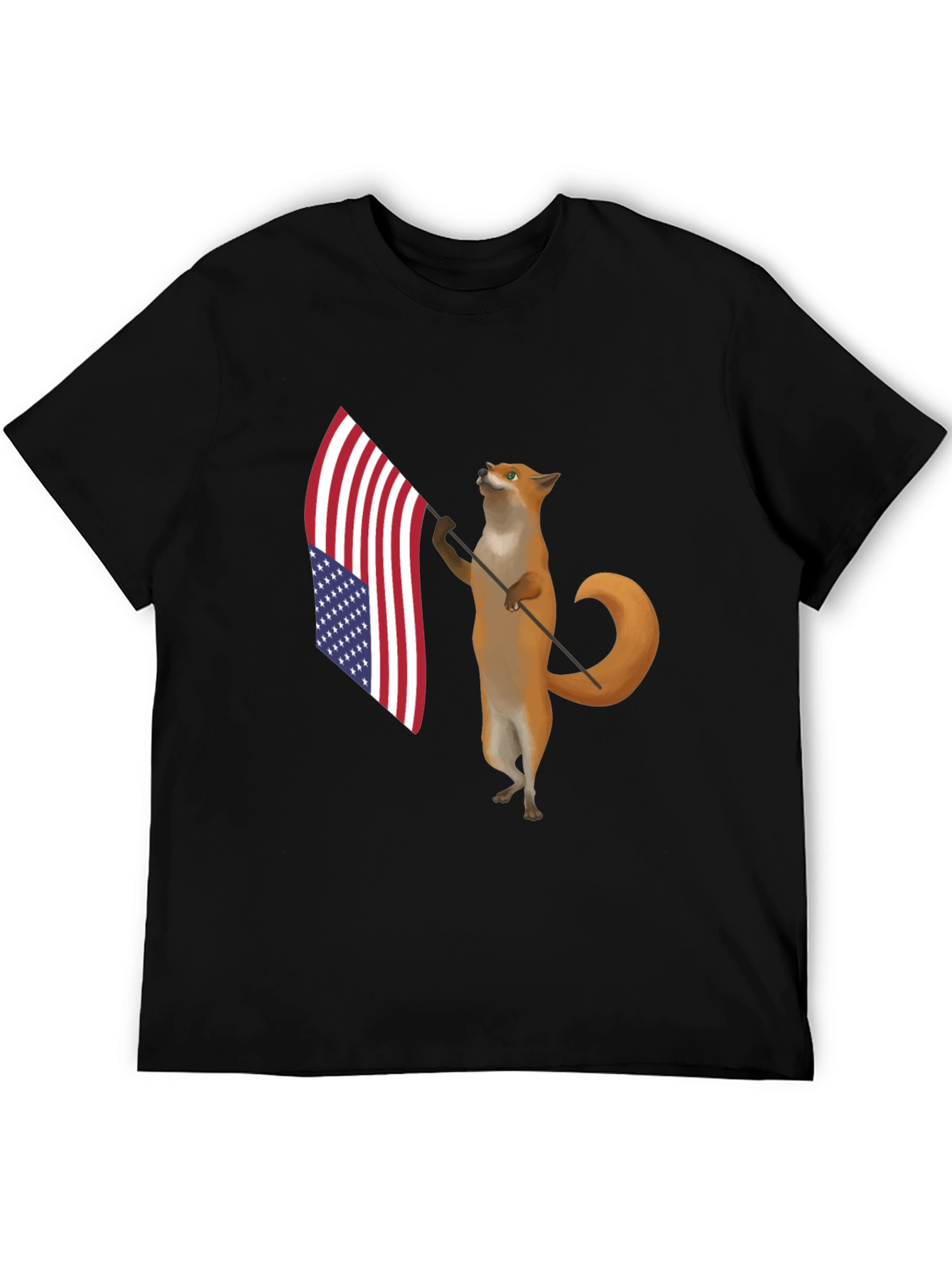 Patriotic Fox T-Shirt - American Flag Design