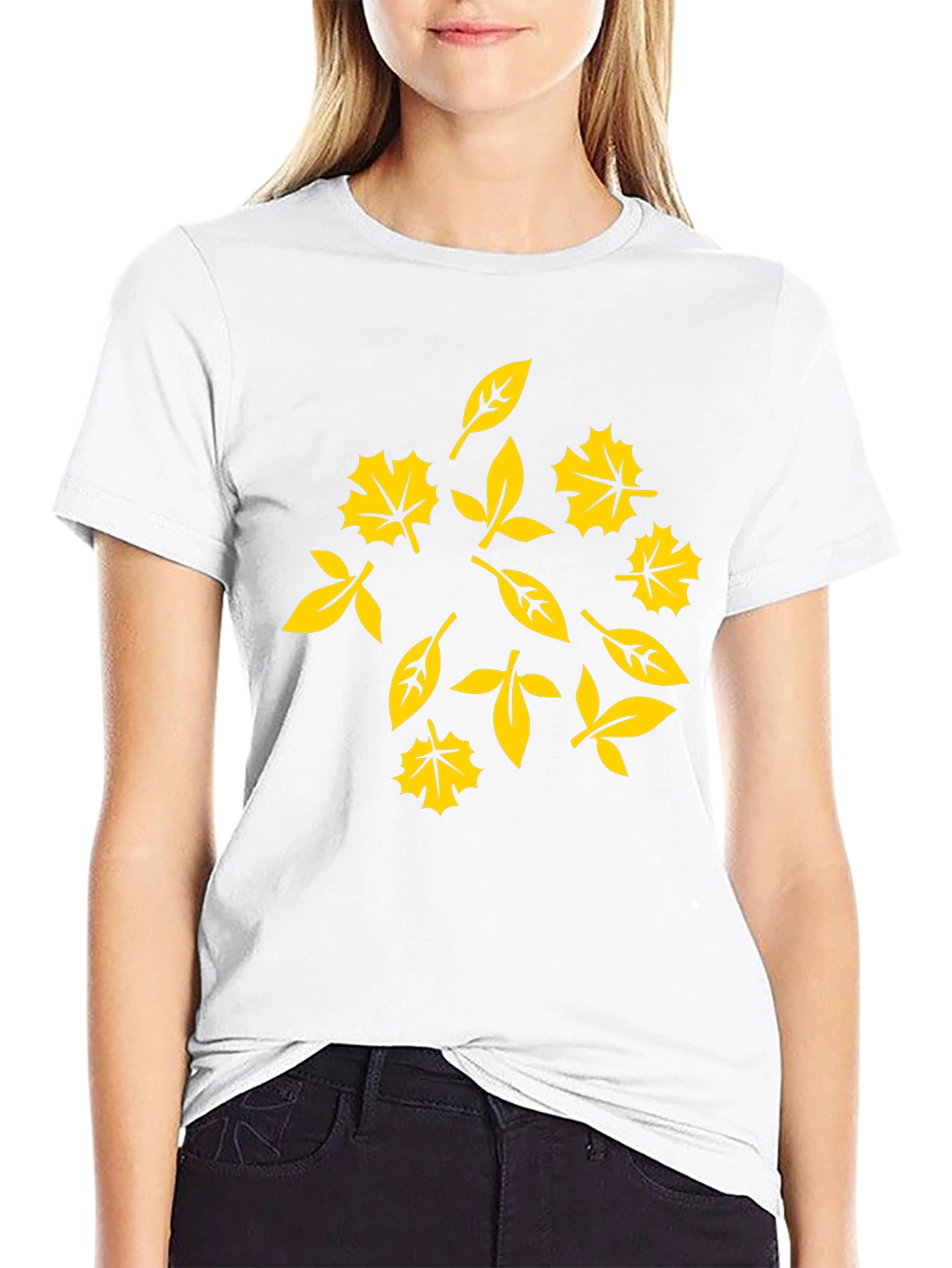 Autumn Leaves Graphic Tee - Stylish Black Cotton T-Shirt