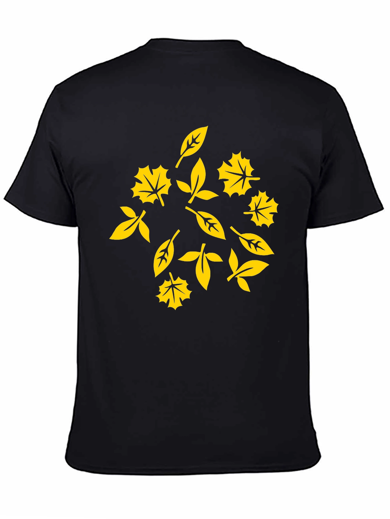 Autumn Leaves Graphic Tee - Stylish Black Cotton T-Shirt