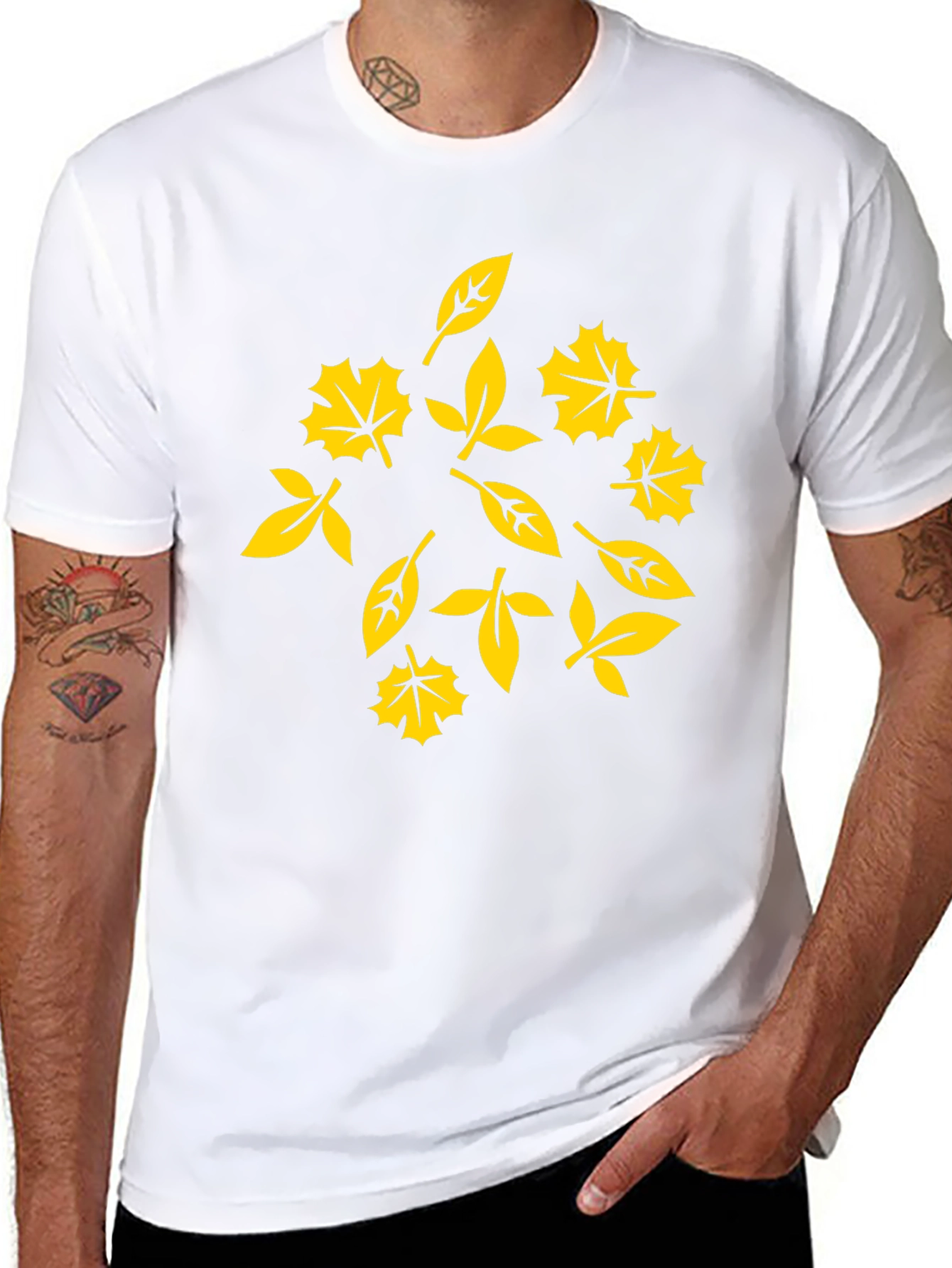Autumn Leaves Graphic Tee - Stylish Black Cotton T-Shirt