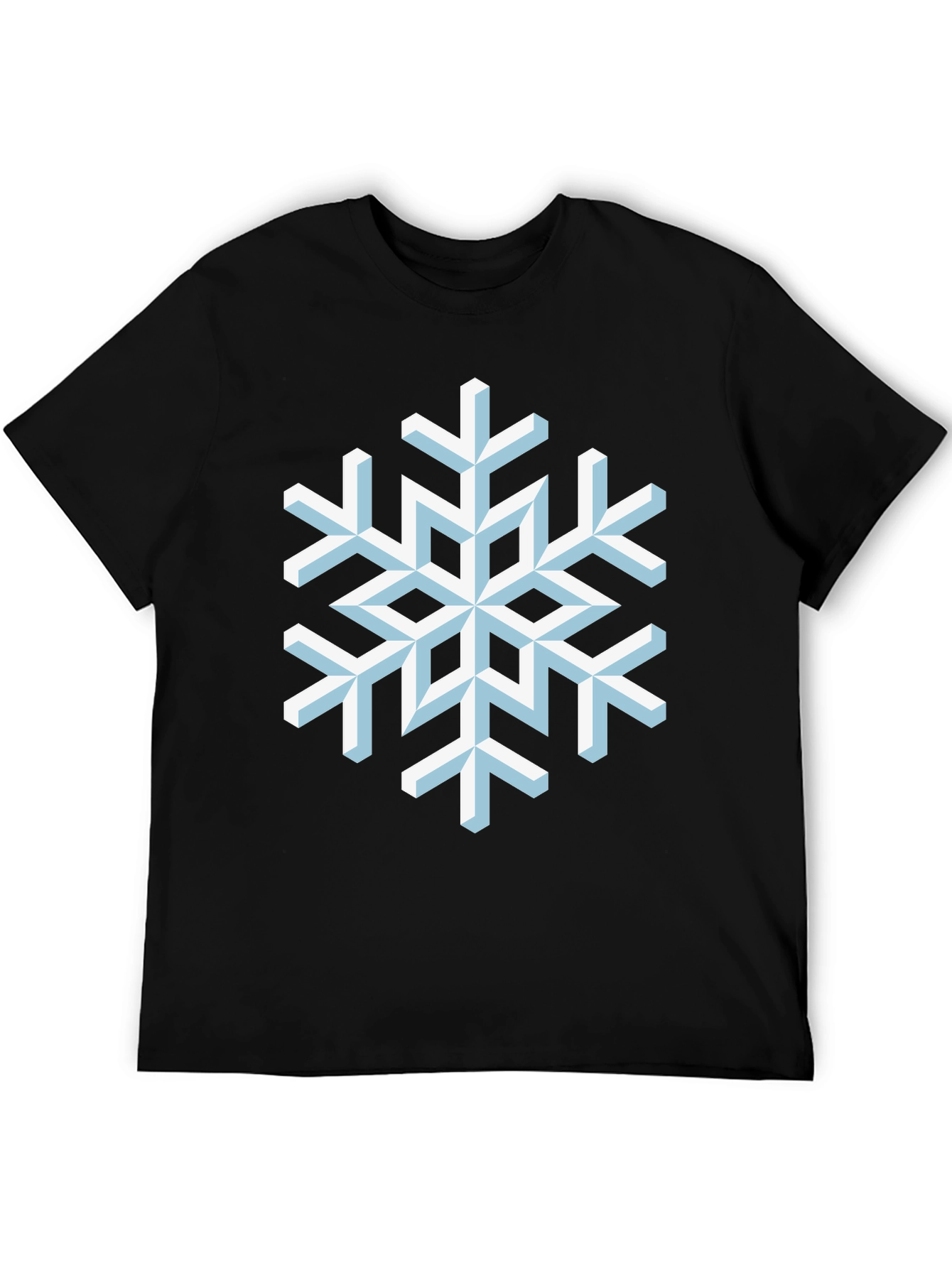Geometric Snowflake Graphic Tee - Stylish Winter Apparel