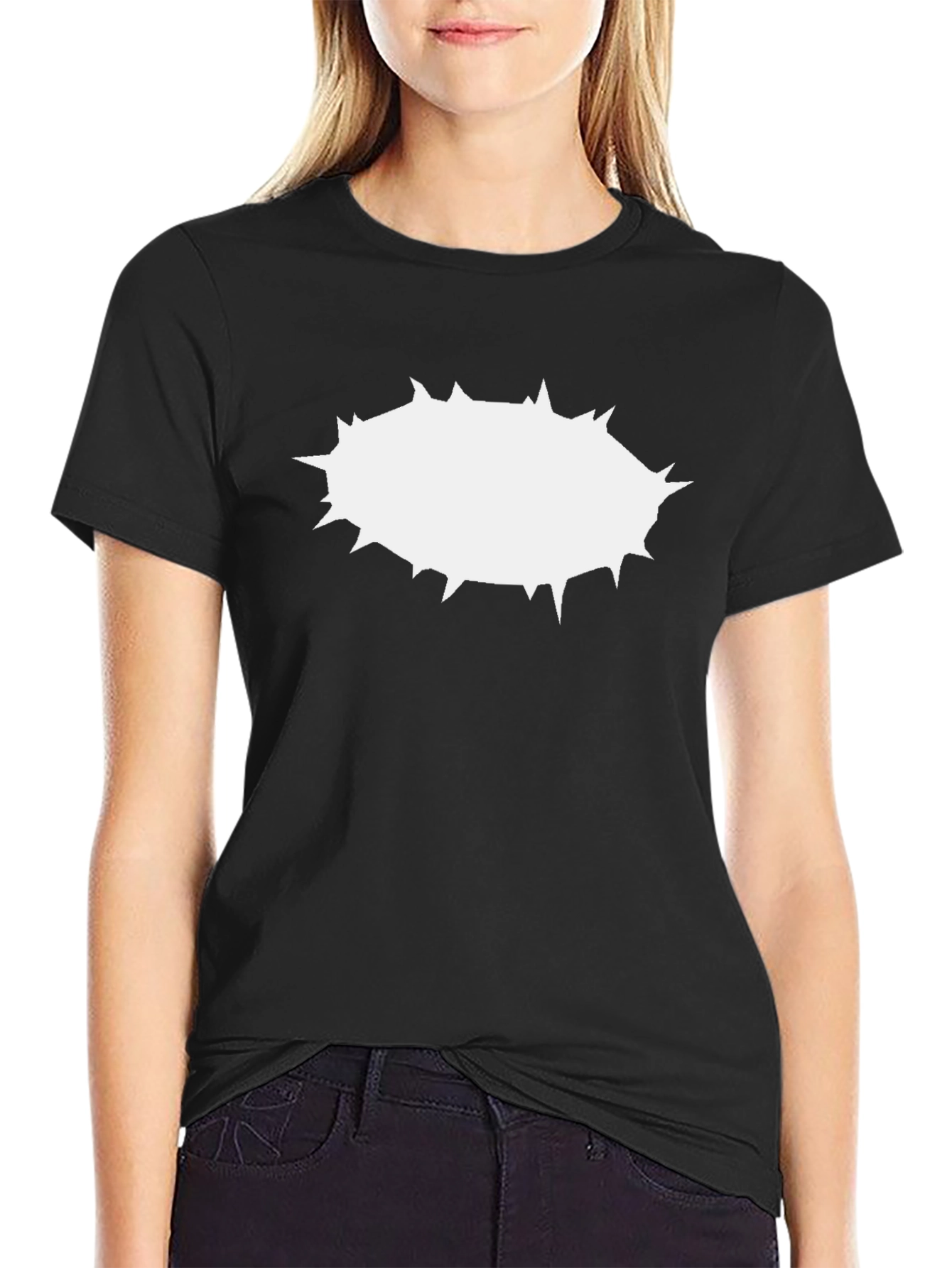 Mens Black T-Shirt with White Burst Design