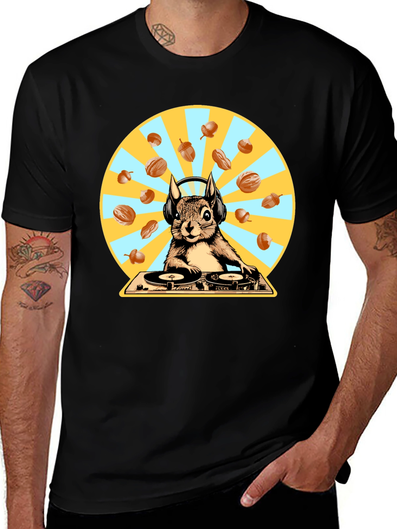 DJ Squirrel T-Shirt - Funky Animal Graphic Tee