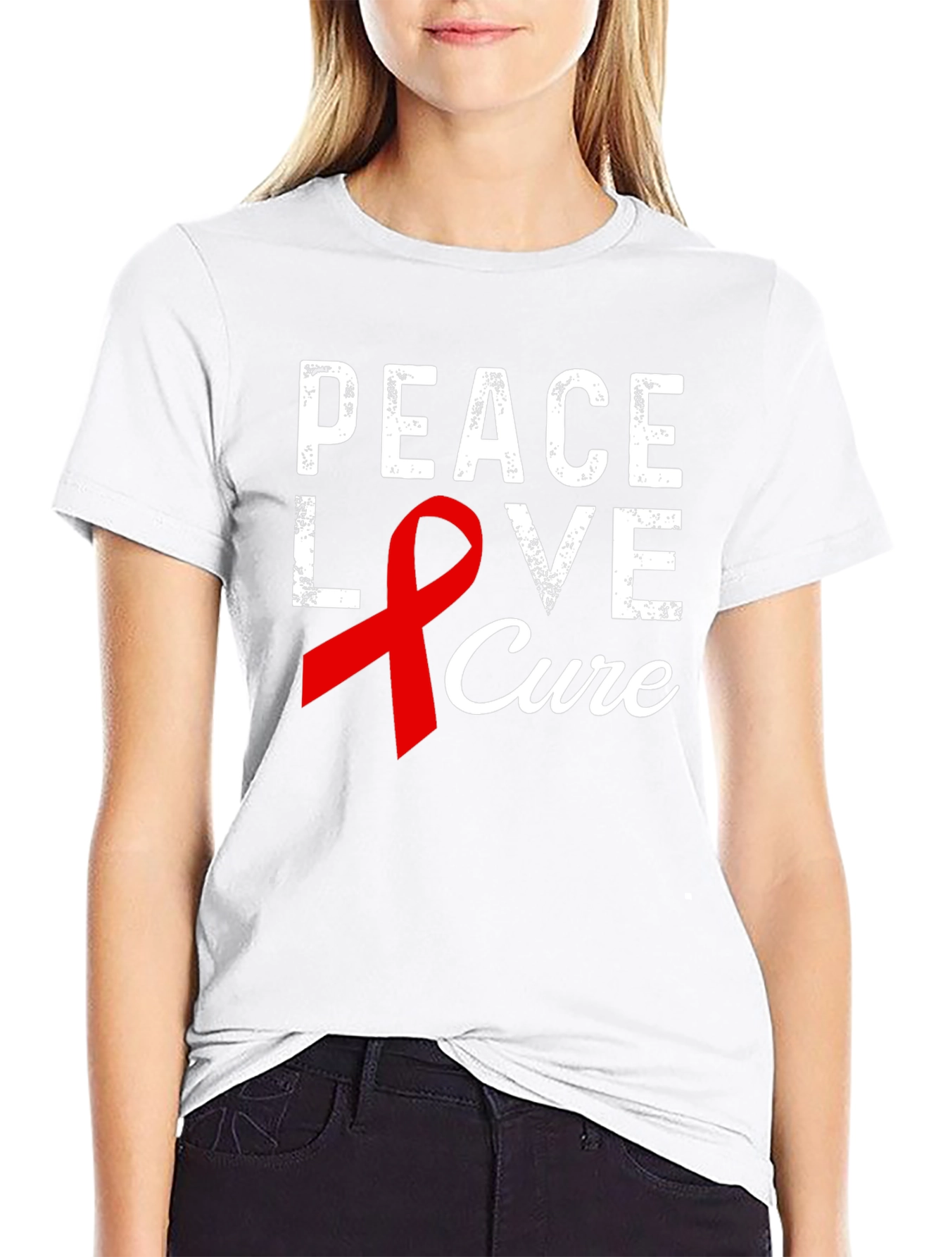 Peace Love Cure Graphic T-Shirt - Awareness Tee