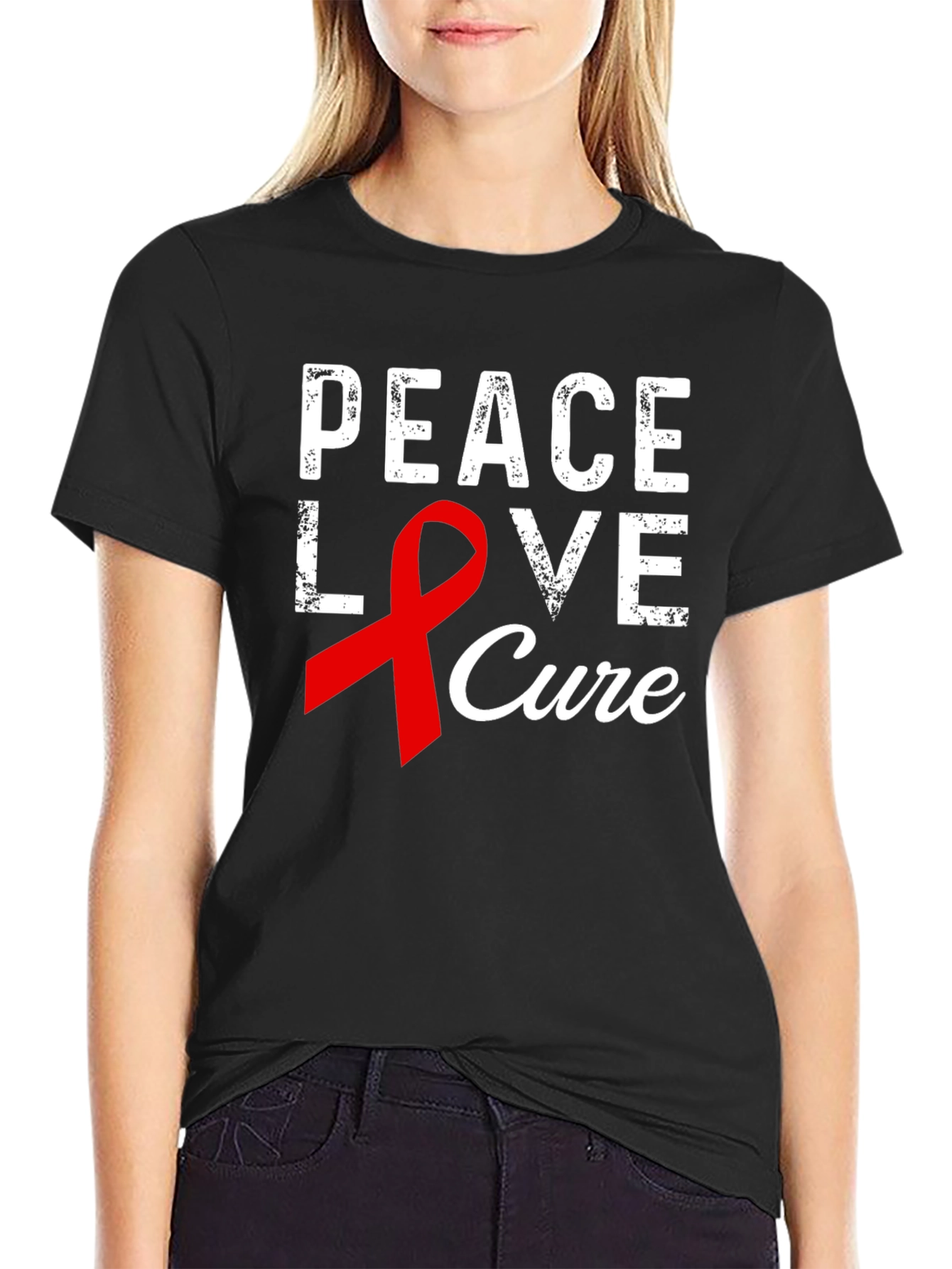 Peace Love Cure Graphic T-Shirt - Awareness Tee