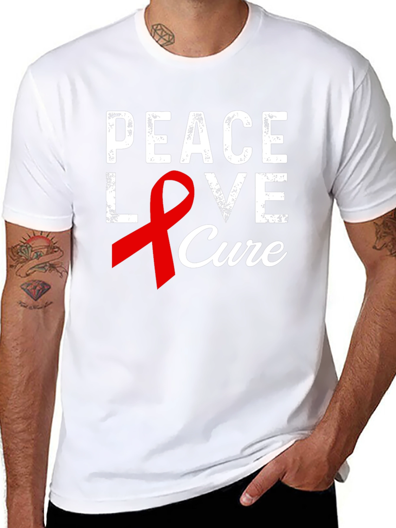 Peace Love Cure Graphic T-Shirt - Awareness Tee