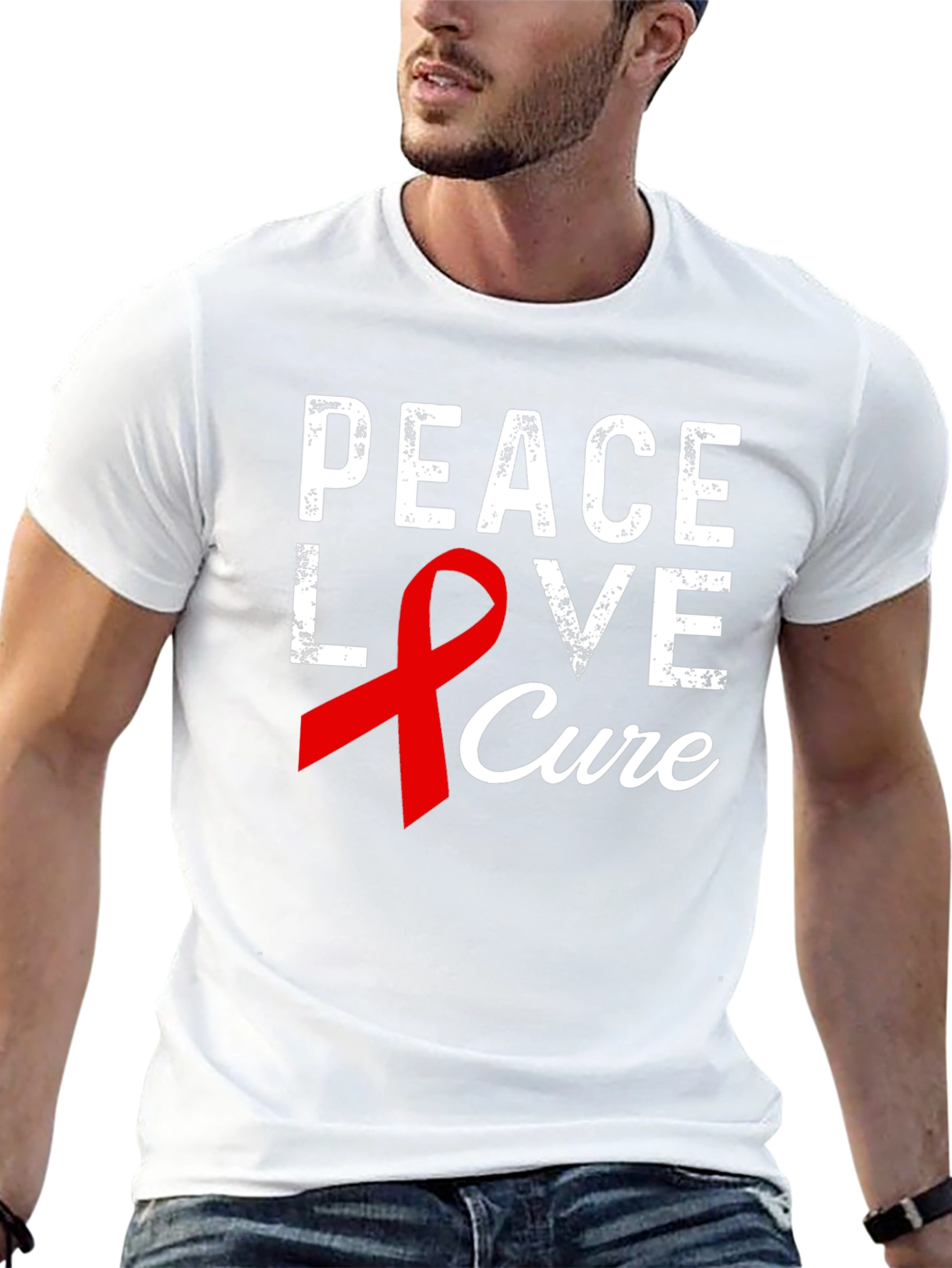 Peace Love Cure Graphic T-Shirt - Awareness Tee