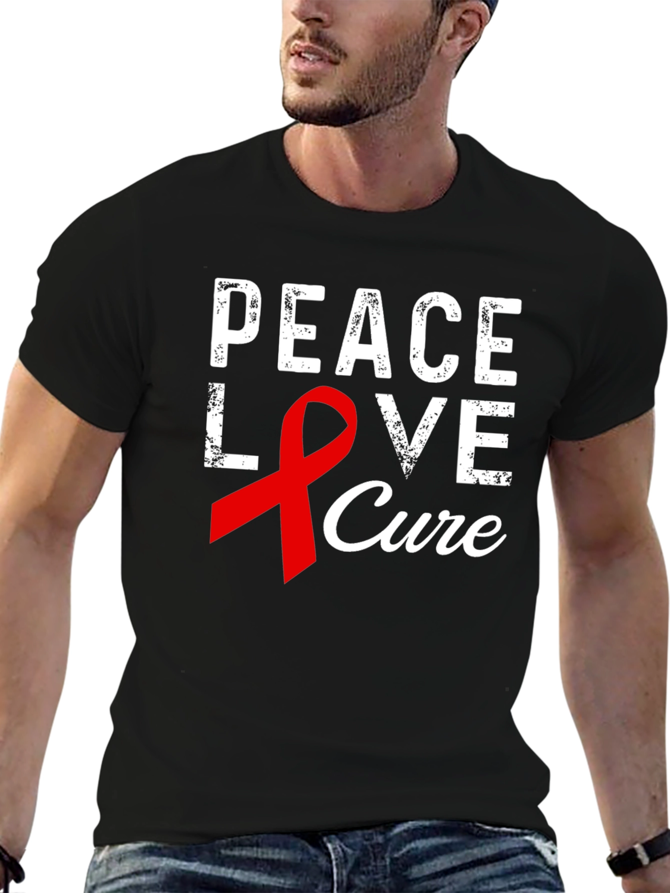 Peace Love Cure Graphic T-Shirt - Awareness Tee