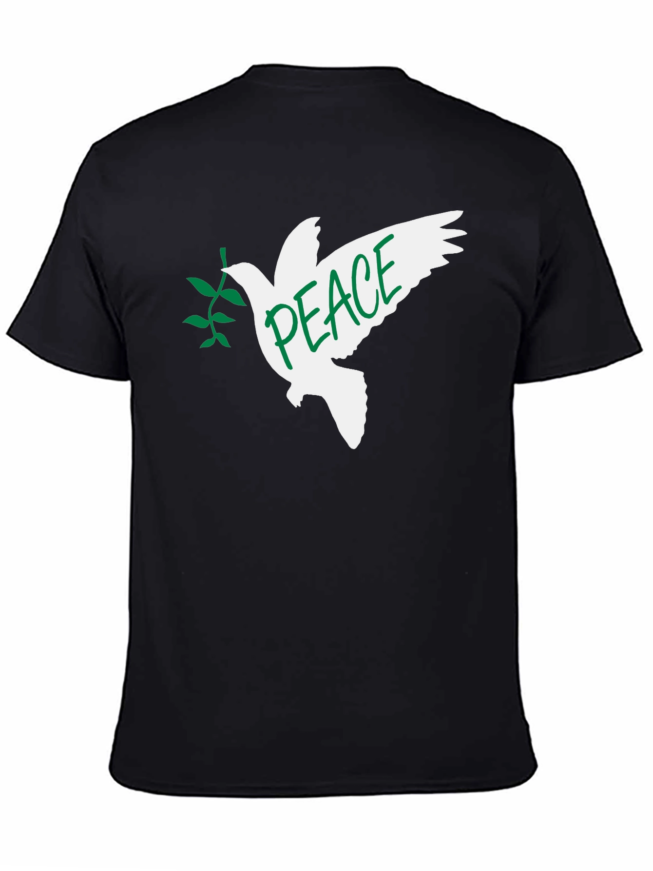 Peace Dove Graphic T-Shirt - Black Crew Neck