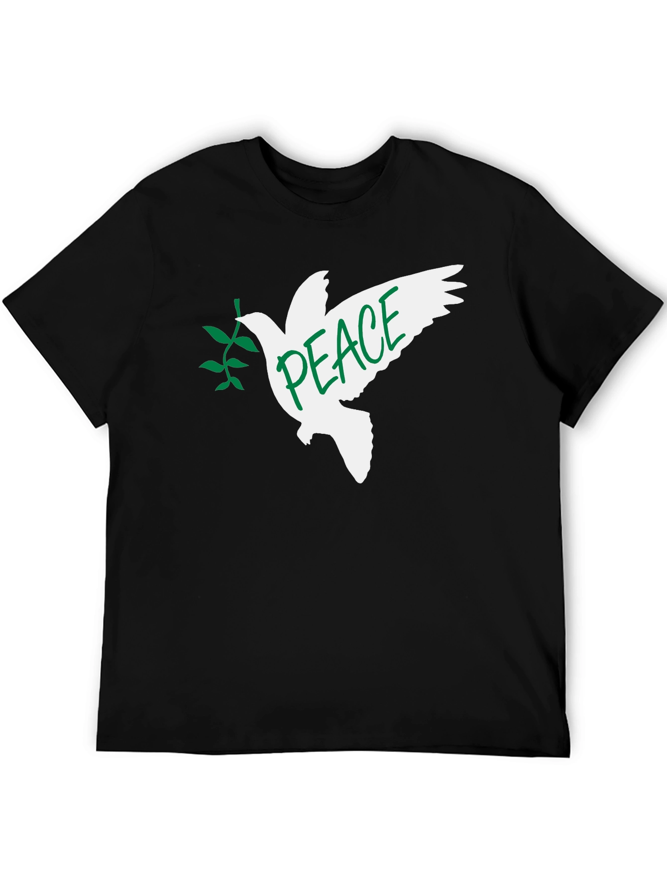 Peace Dove Graphic T-Shirt - Black Crew Neck