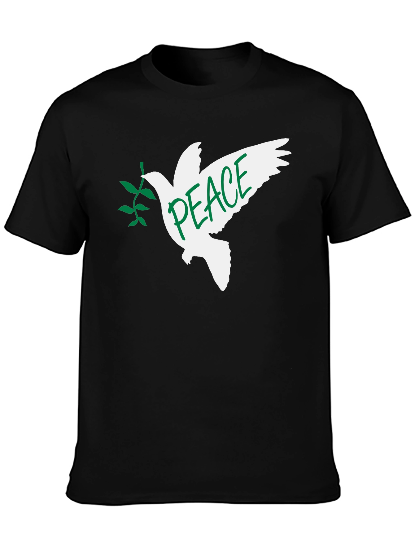 Peace Dove Graphic T-Shirt - Black Crew Neck