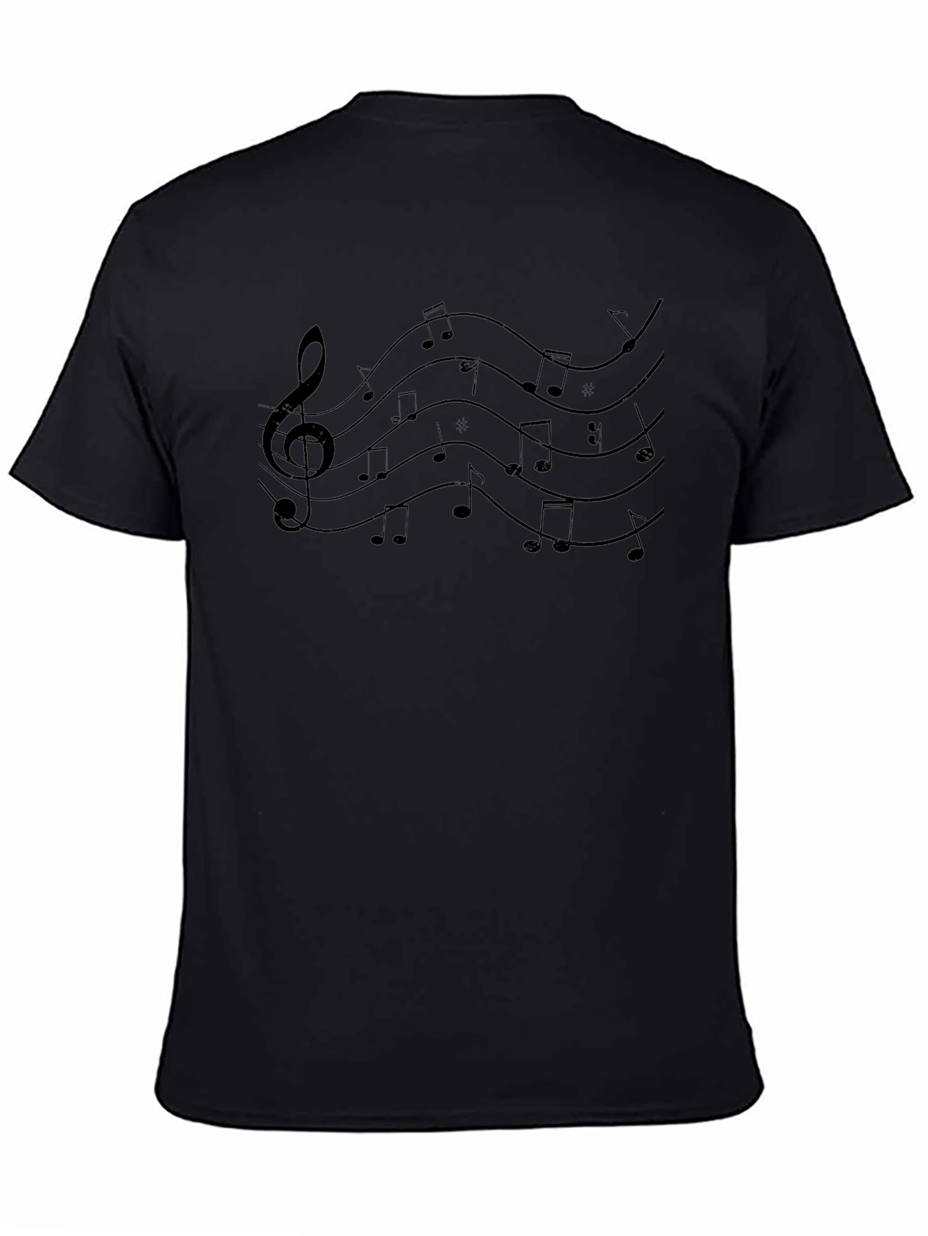 Music Notes Graphic Tee - Casual Black T-Shirt