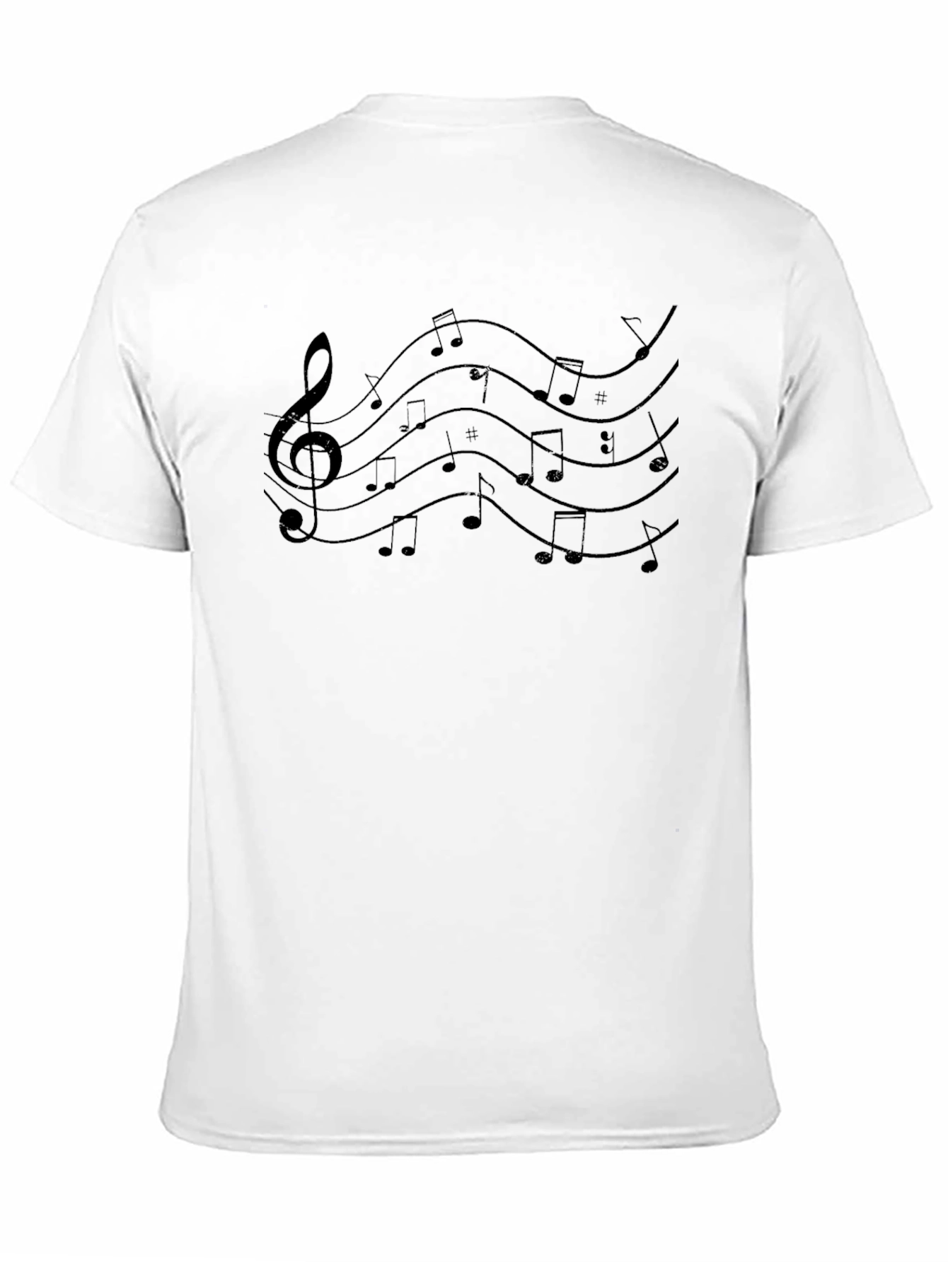 Music Notes Graphic Tee - Casual Black T-Shirt