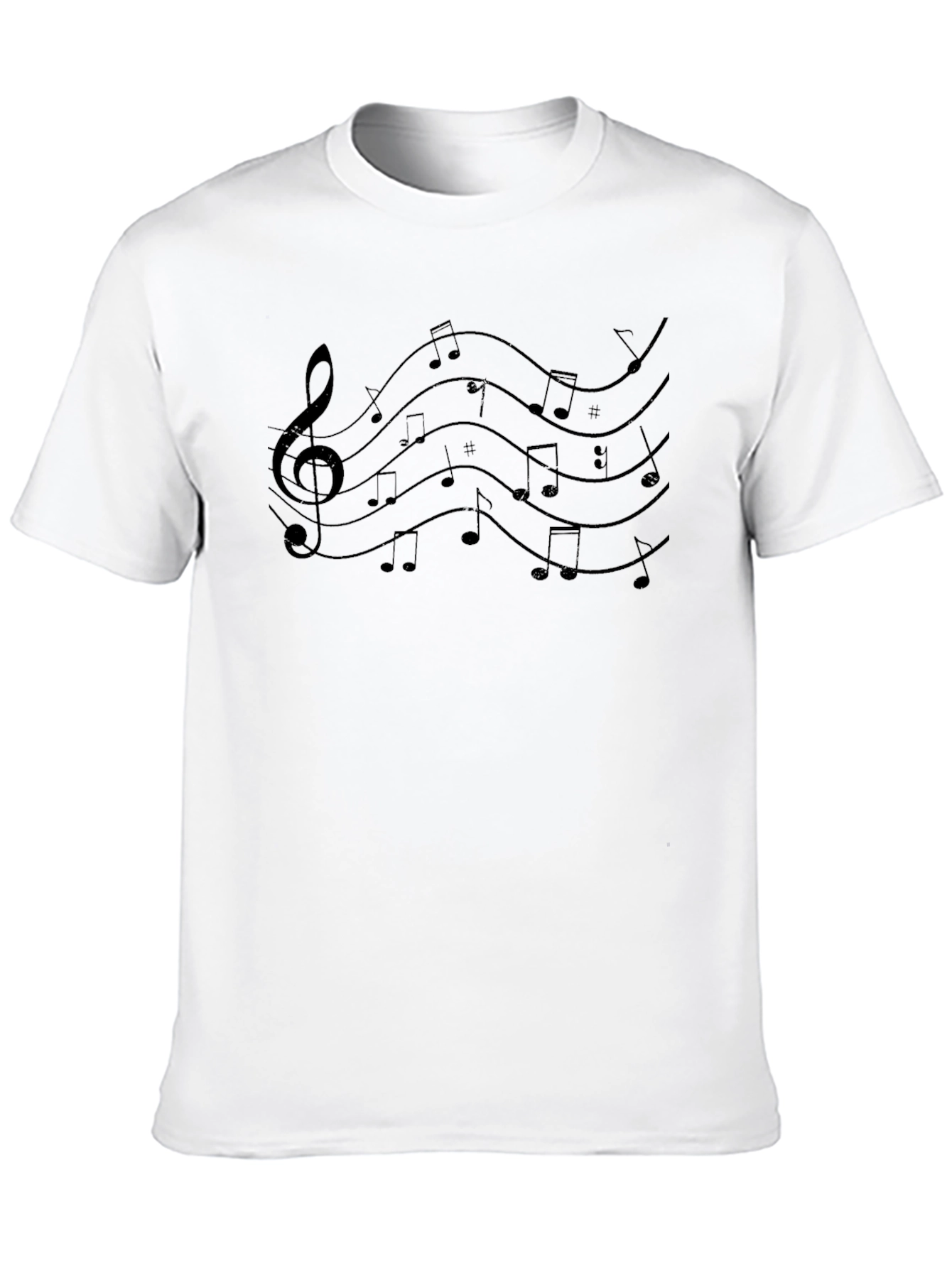 Music Notes Graphic Tee - Casual Black T-Shirt
