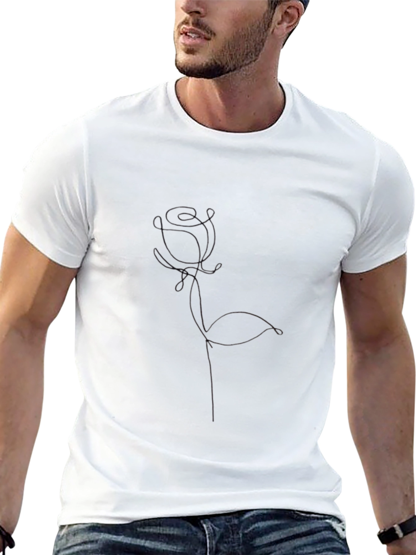 Mens Black Rose Graphic Tee - Casual Style