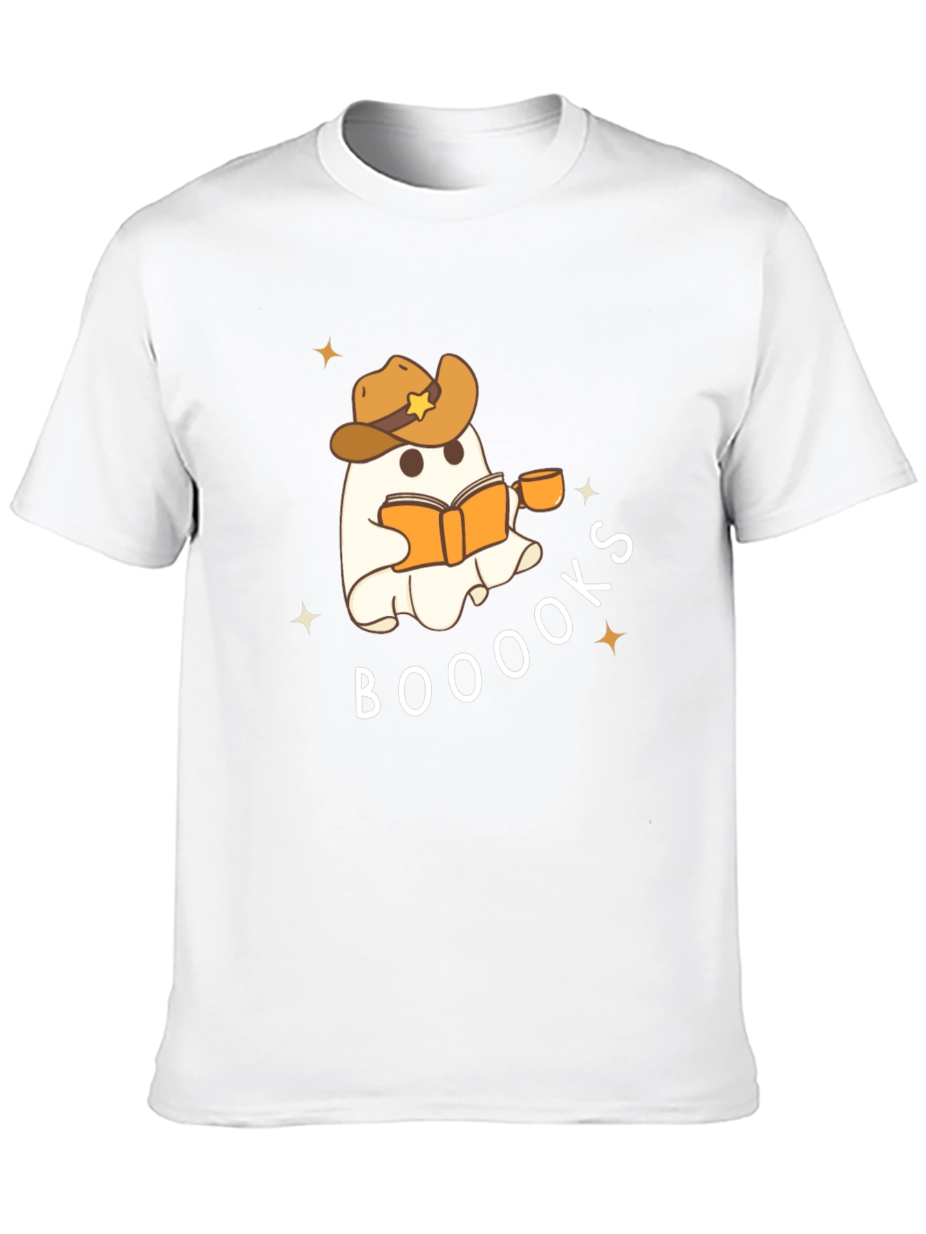 Booooks Ghost Reading Cowboy Hat T-Shirt
