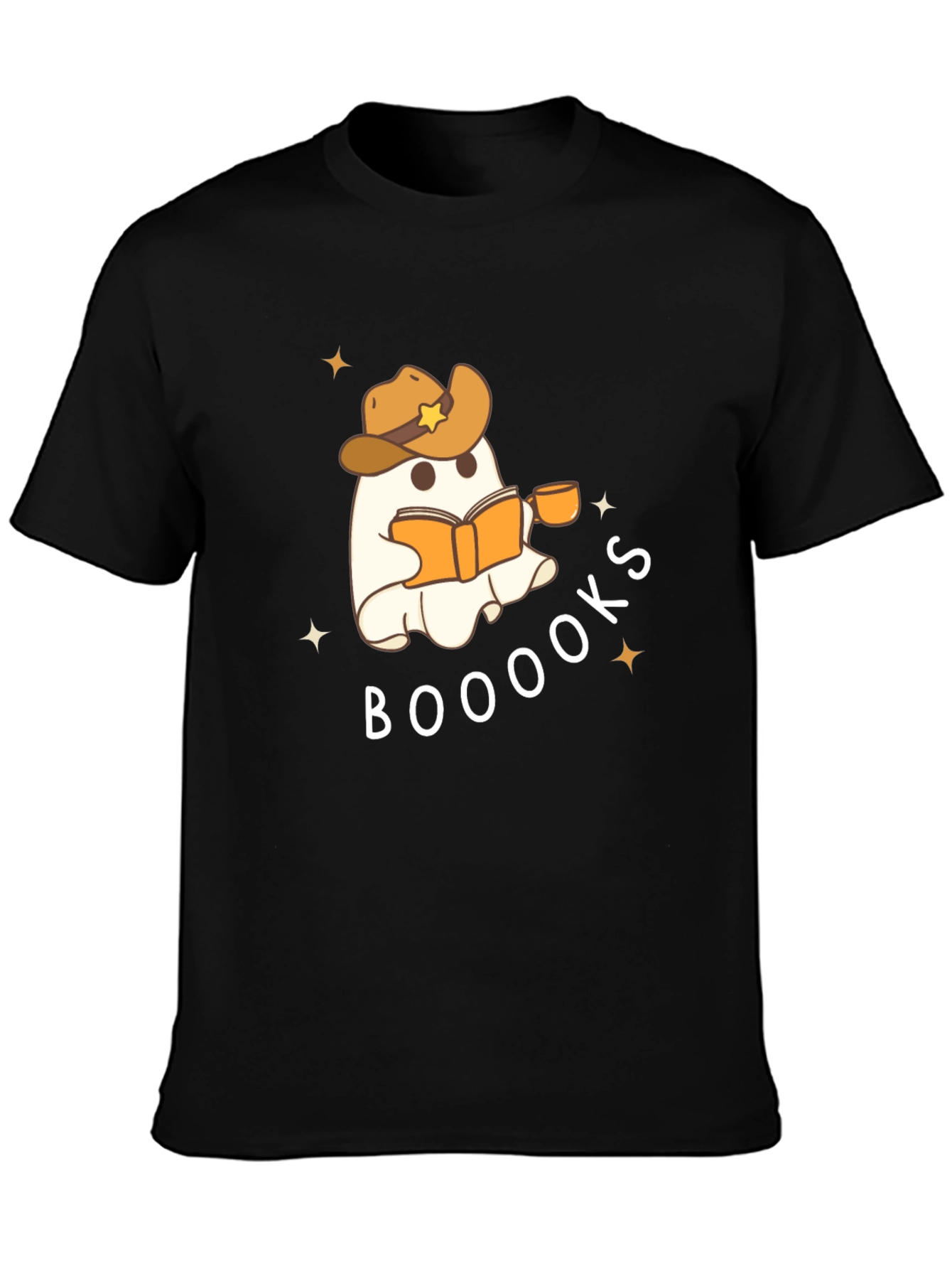 Booooks Ghost Reading Cowboy Hat T-Shirt