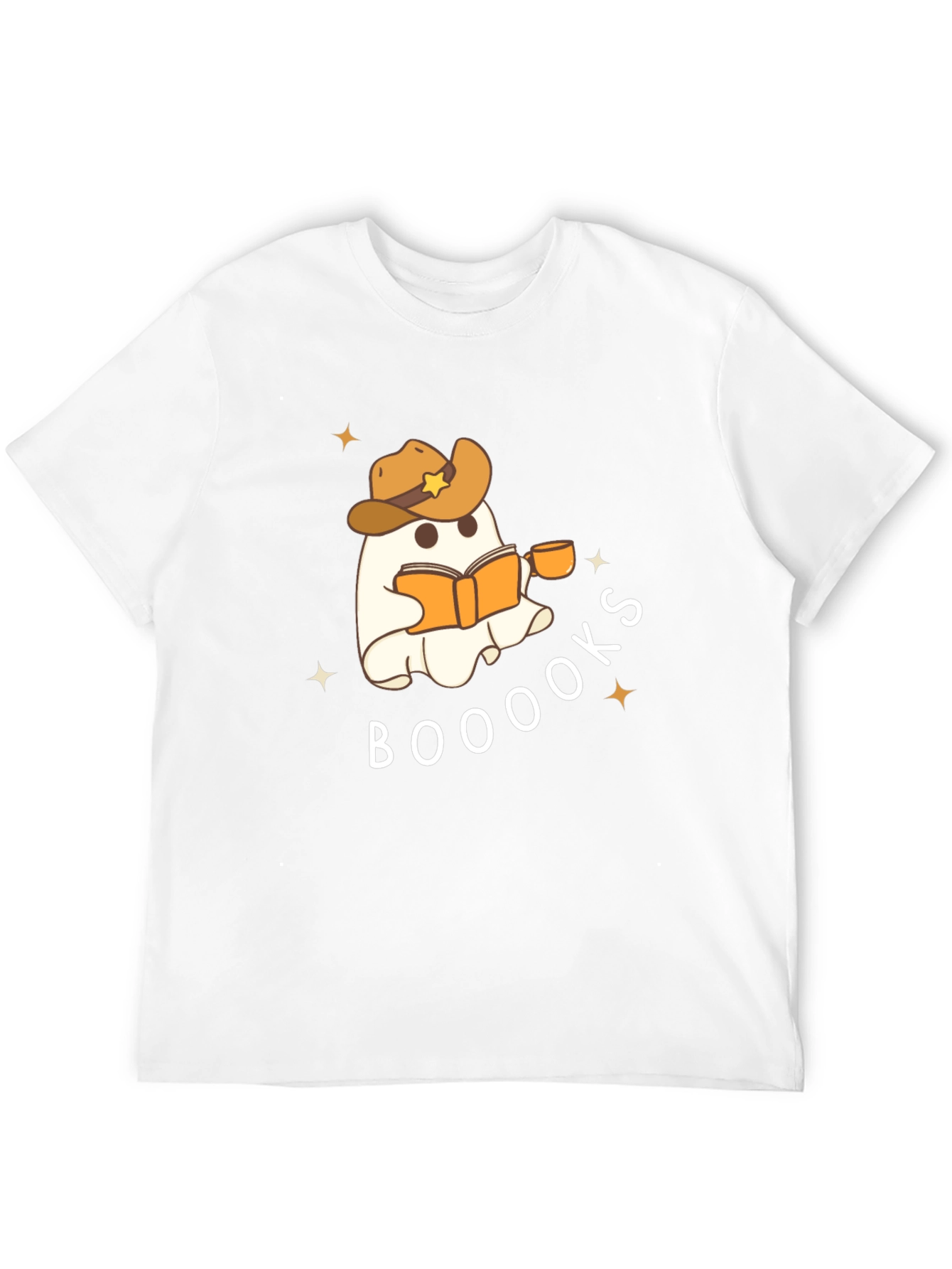 Booooks Ghost Reading Cowboy Hat T-Shirt
