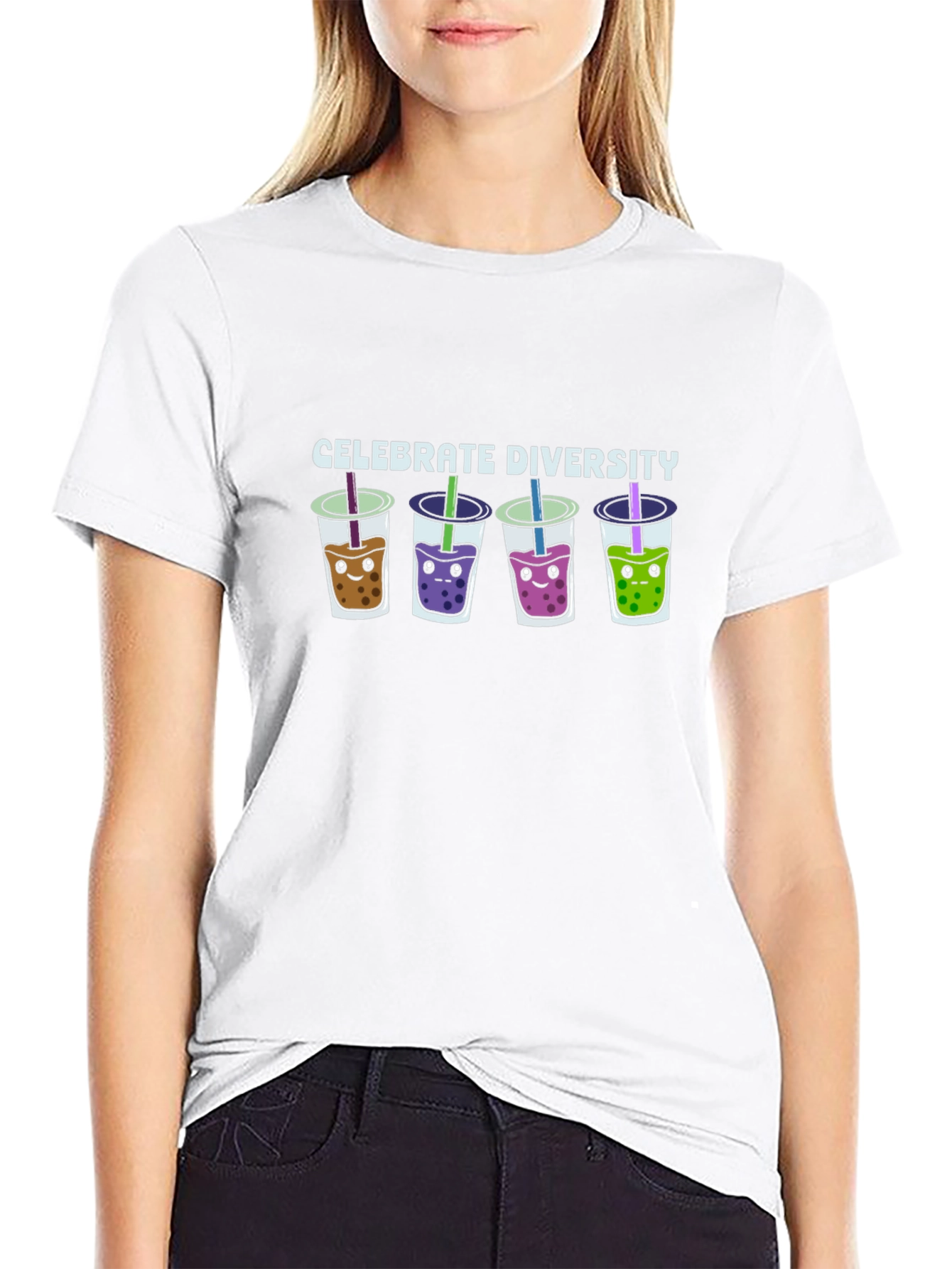 Celebrate Diversity Bubble Tea Graphic T-Shirt