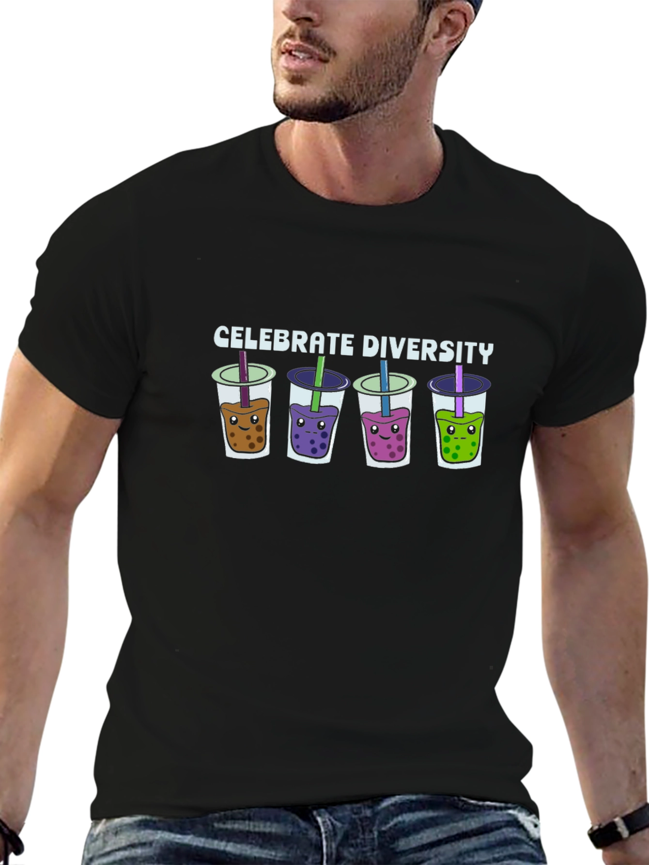 Celebrate Diversity Bubble Tea Graphic T-Shirt