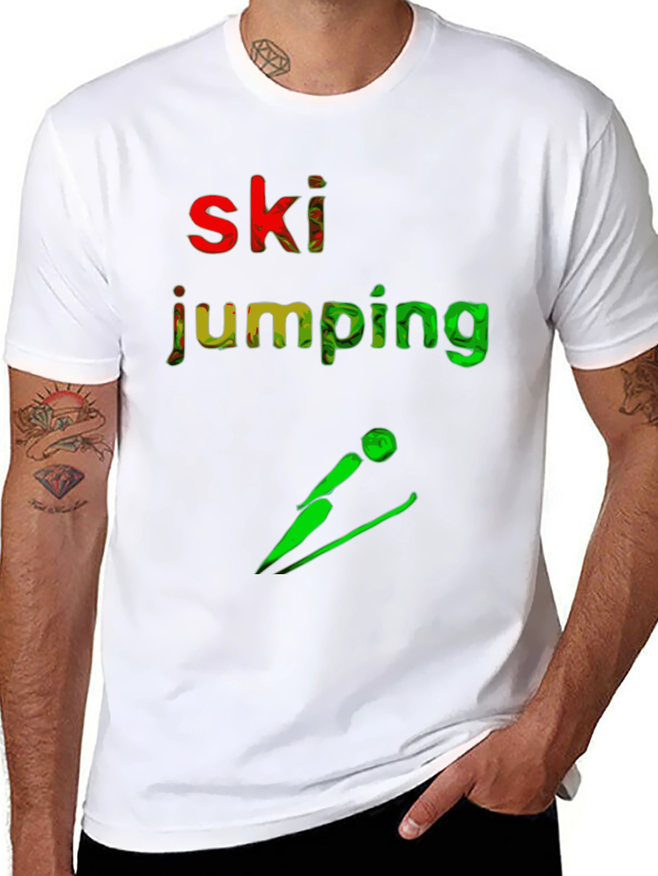 Ski Jumping Graphic T-Shirt - Sporty Style