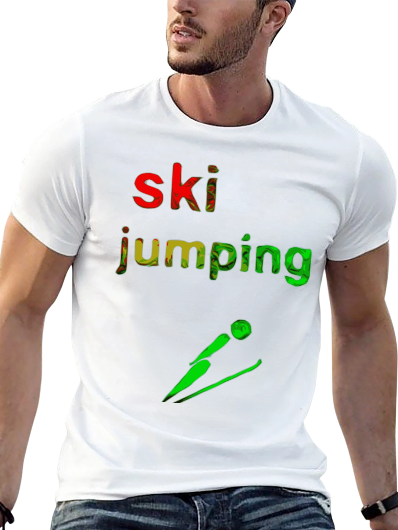 Ski Jumping Graphic T-Shirt - Sporty Style