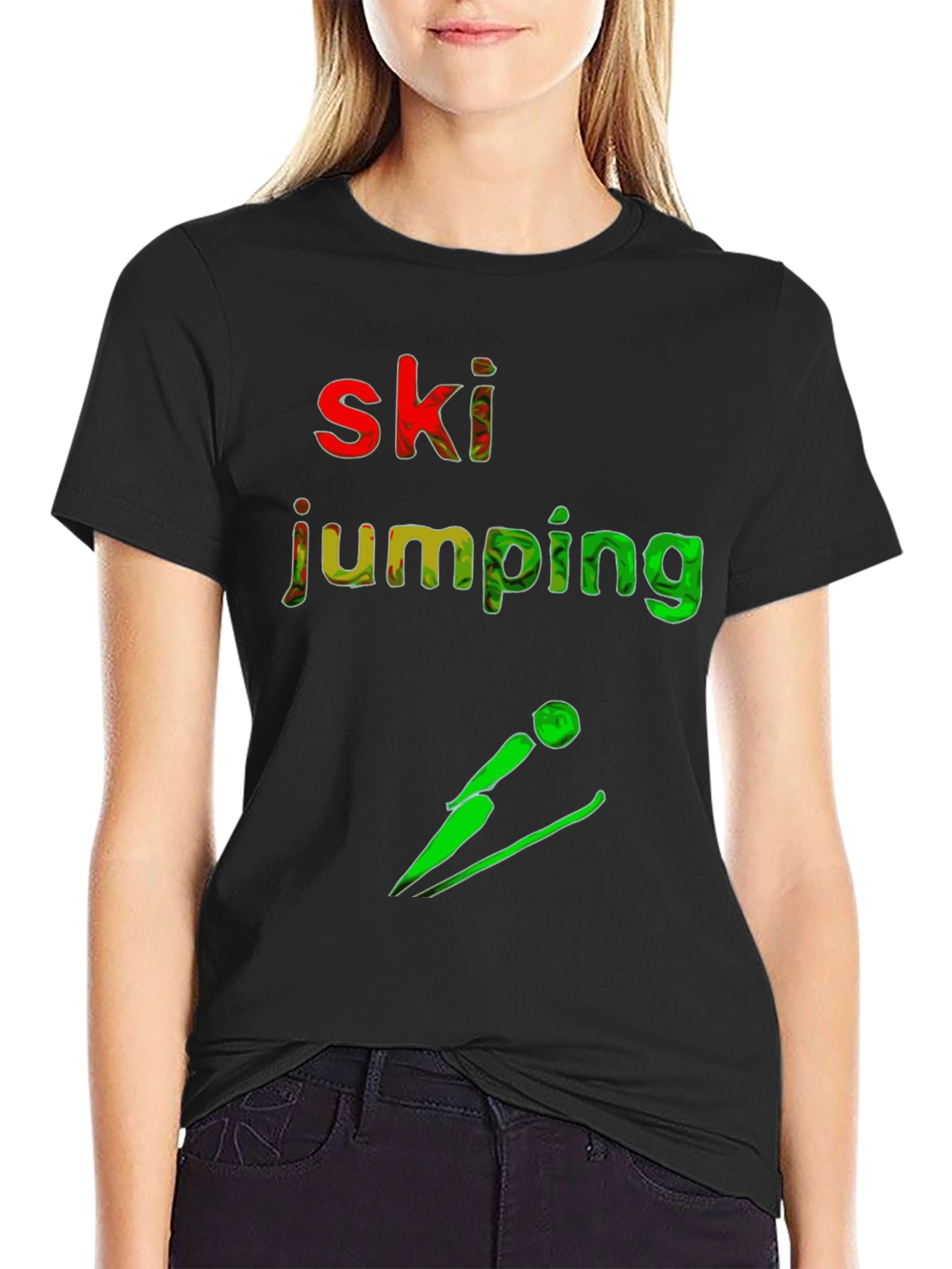 Ski Jumping Graphic T-Shirt - Sporty Style