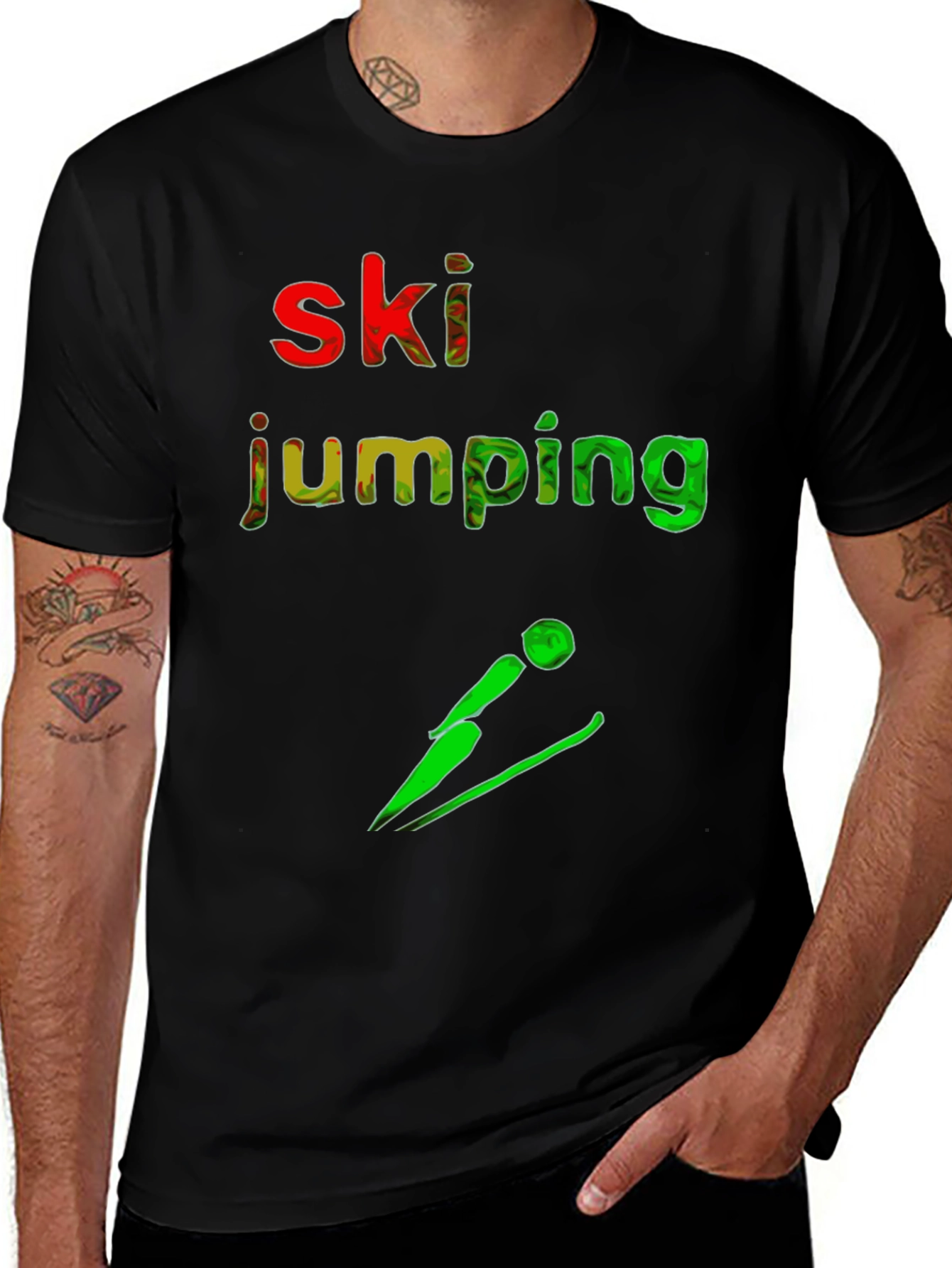 Ski Jumping Graphic T-Shirt - Sporty Style