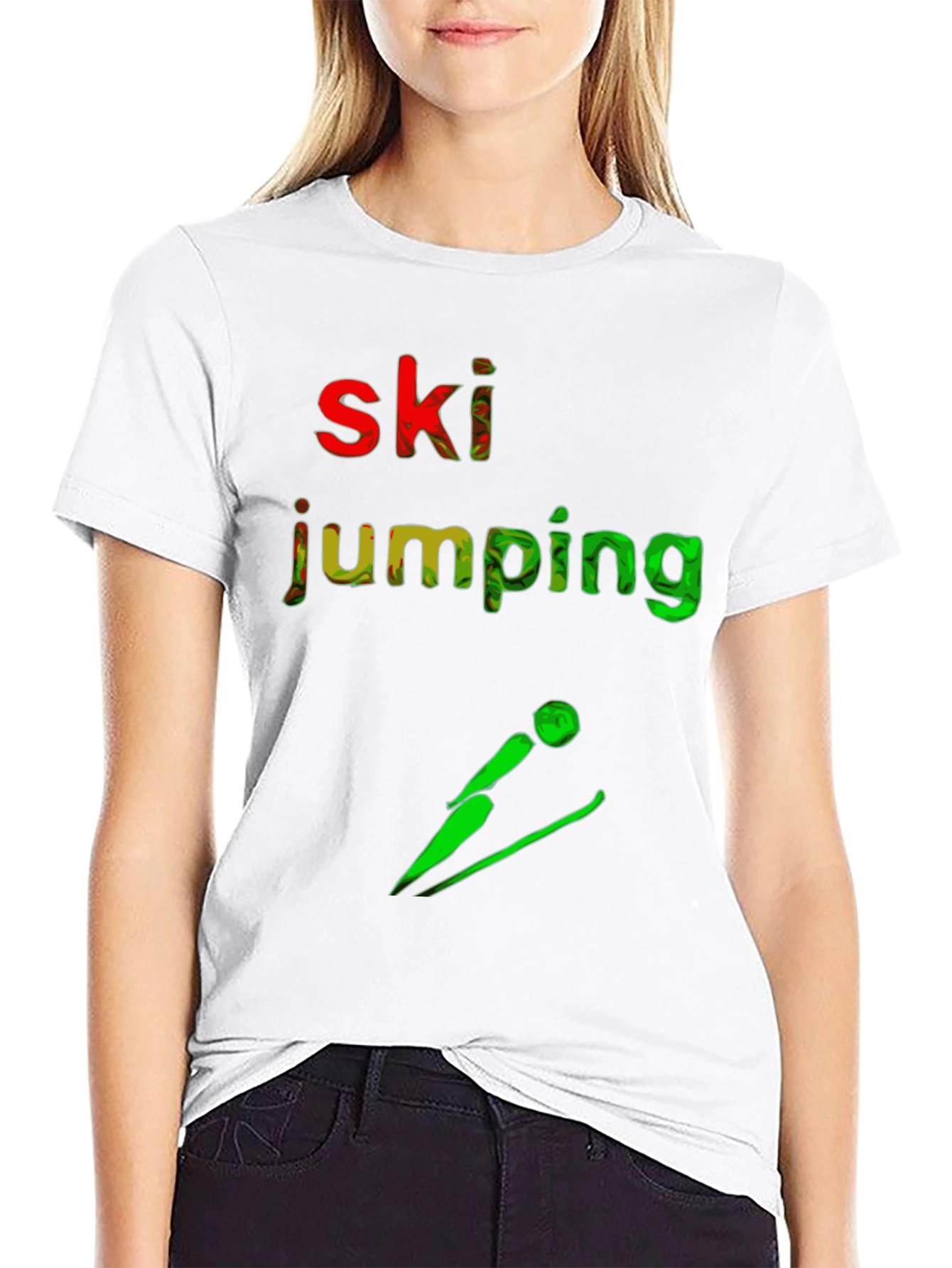 Ski Jumping Graphic T-Shirt - Sporty Style