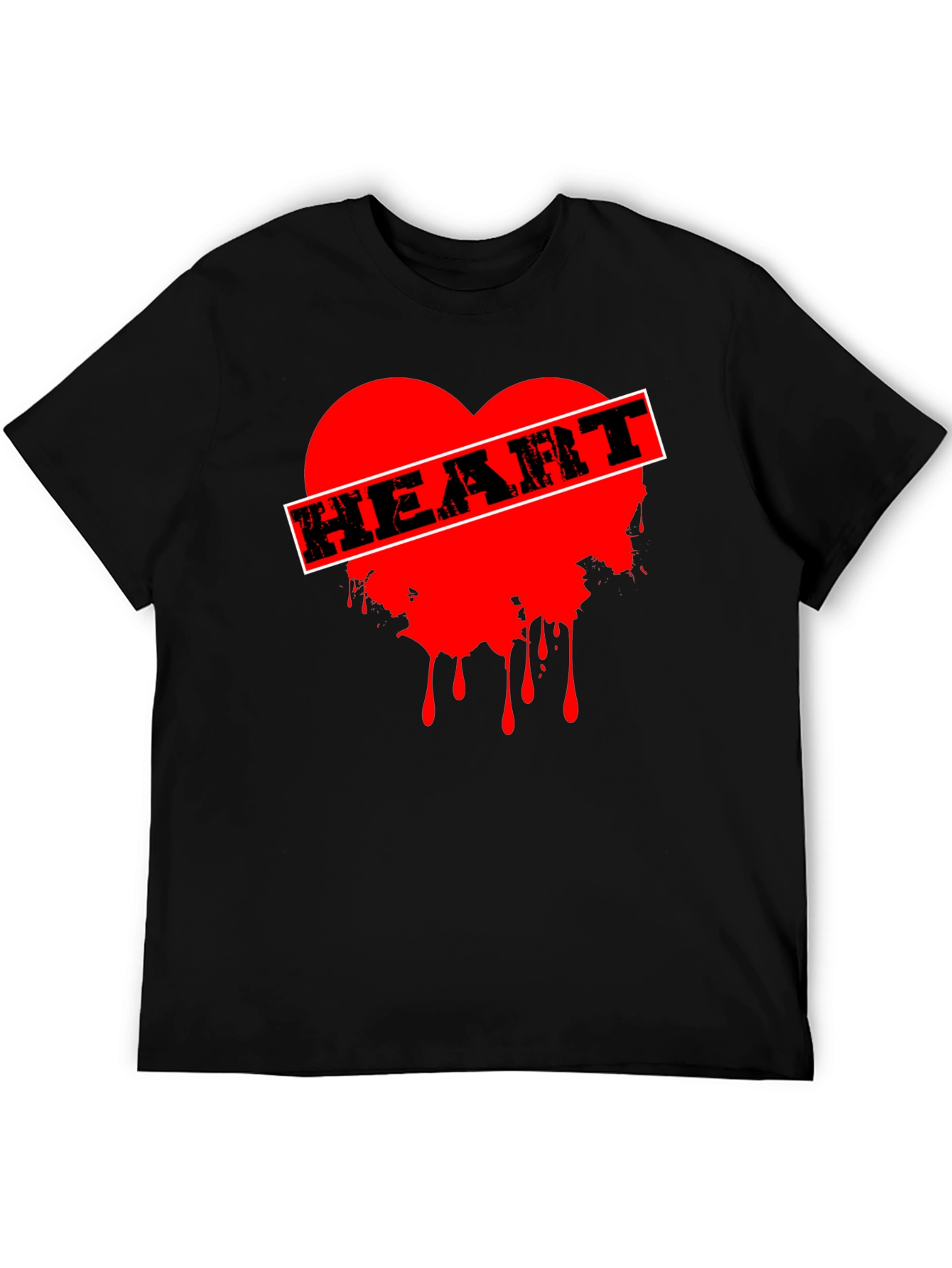 Edgy Heart Graphic Tee - Black Cotton T-Shirt