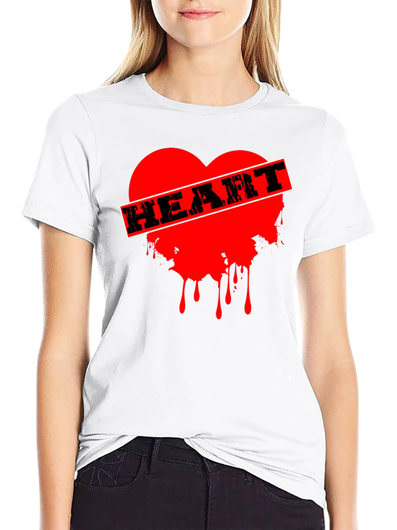 Edgy Heart Graphic Tee - Black Cotton T-Shirt