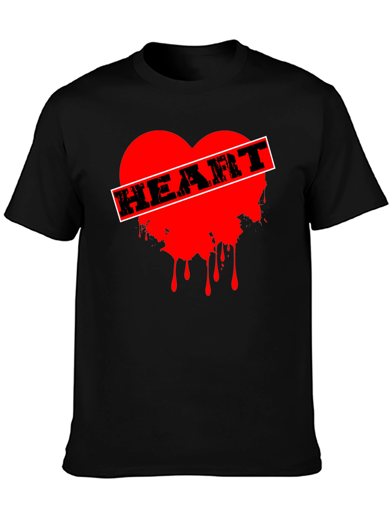 Edgy Heart Graphic Tee - Black Cotton T-Shirt