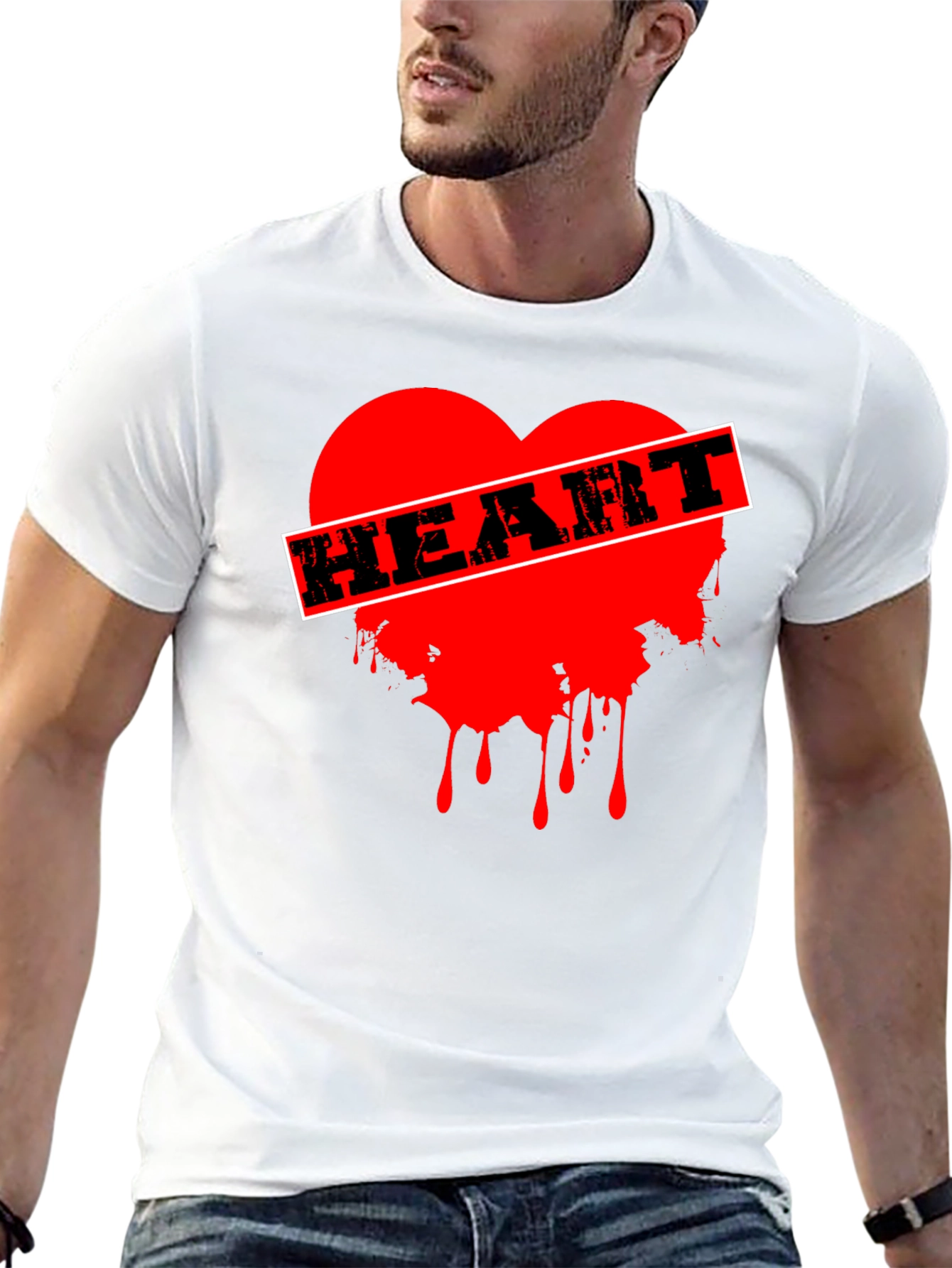 Edgy Heart Graphic Tee - Black Cotton T-Shirt