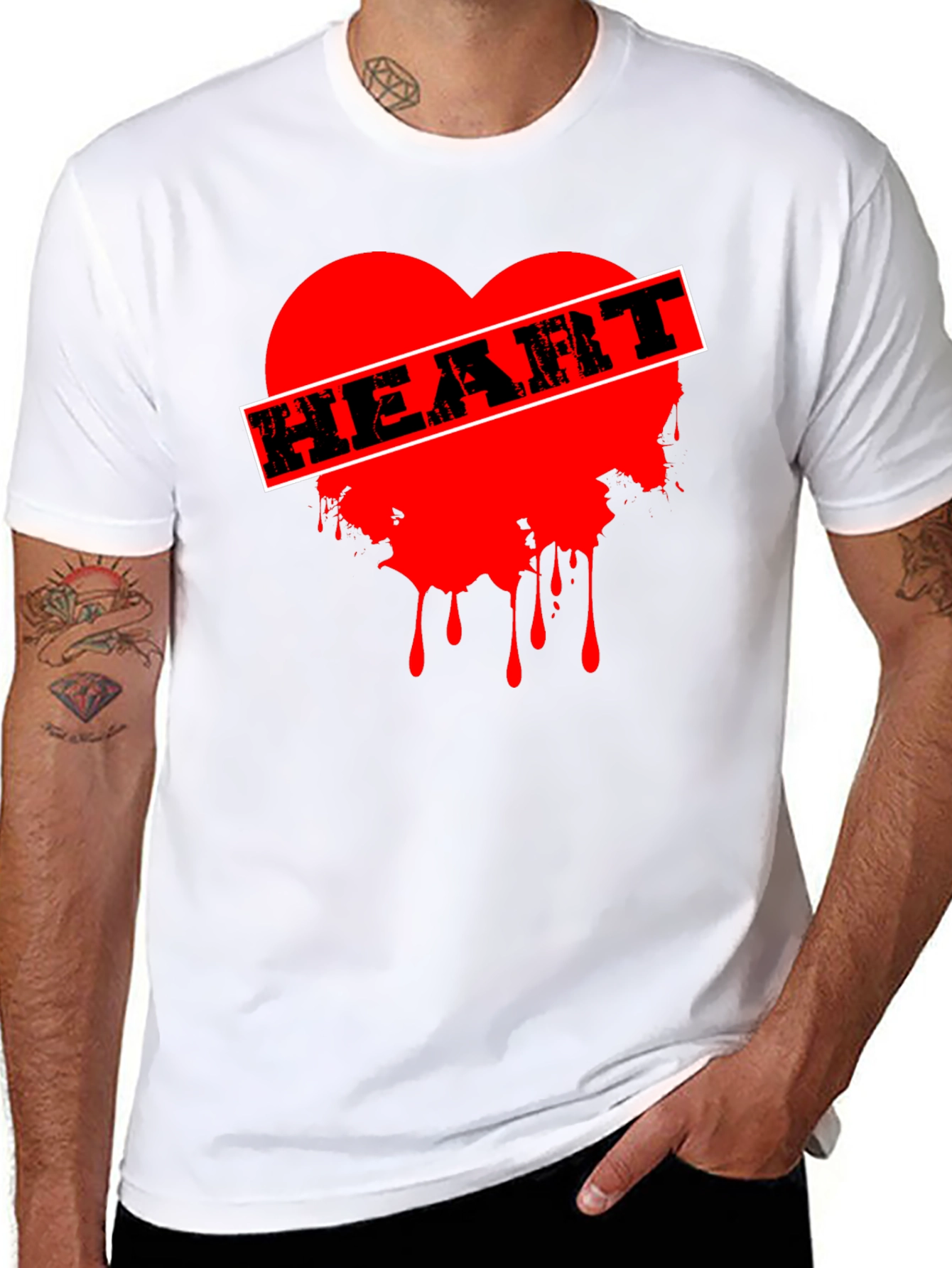 Edgy Heart Graphic Tee - Black Cotton T-Shirt