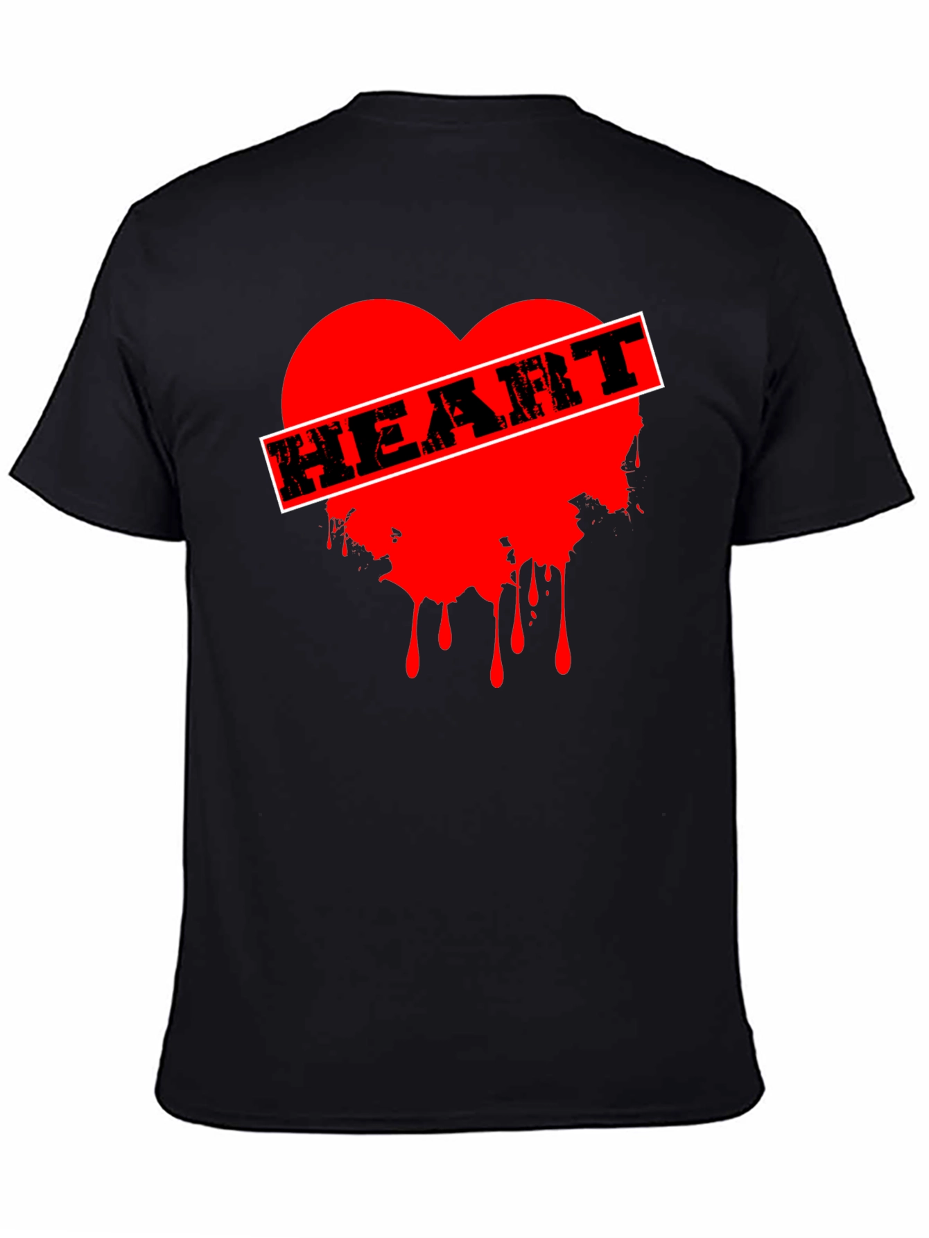 Edgy Heart Graphic Tee - Black Cotton T-Shirt