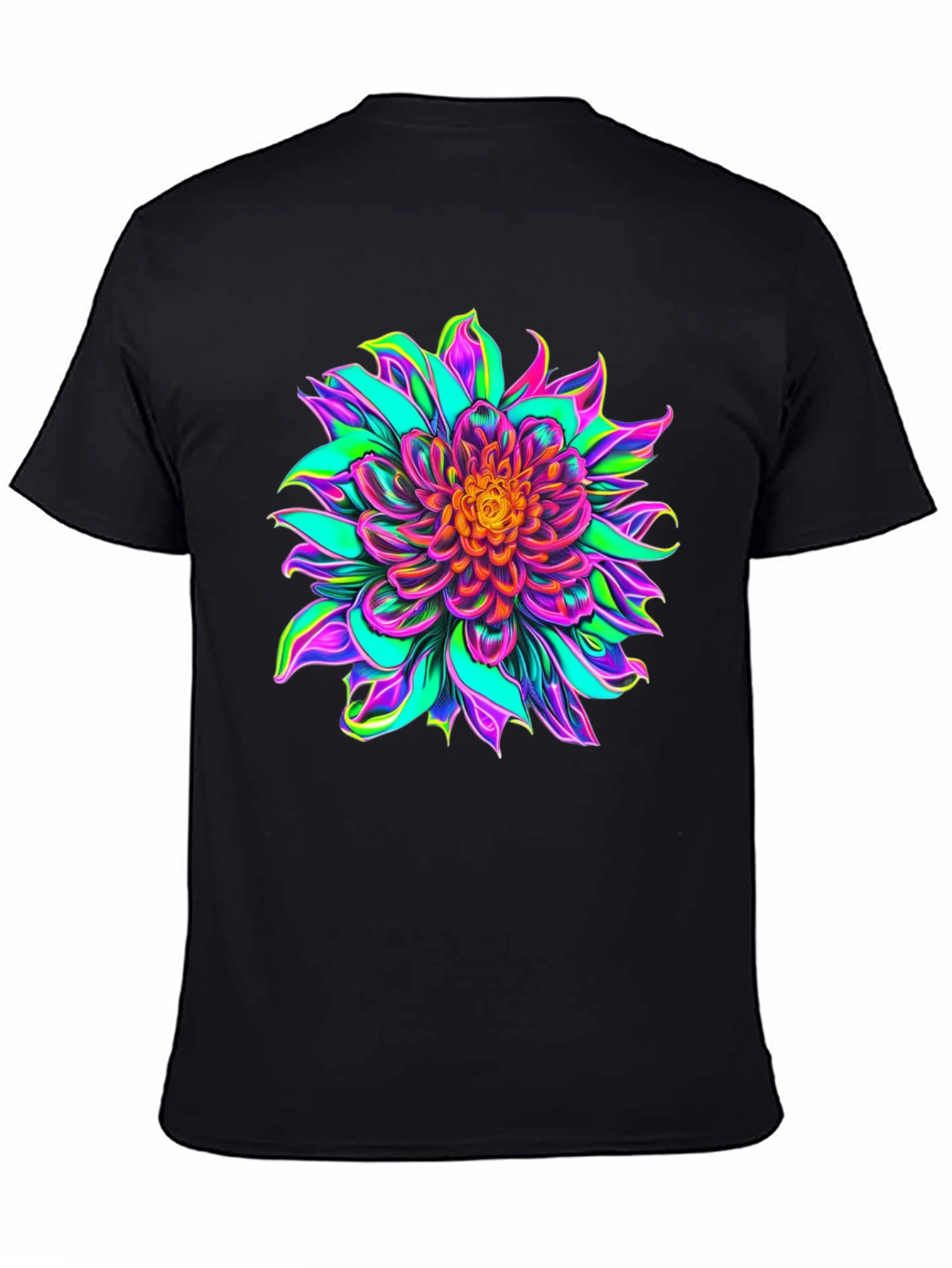 Vibrant Floral Graphic Black T-Shirt