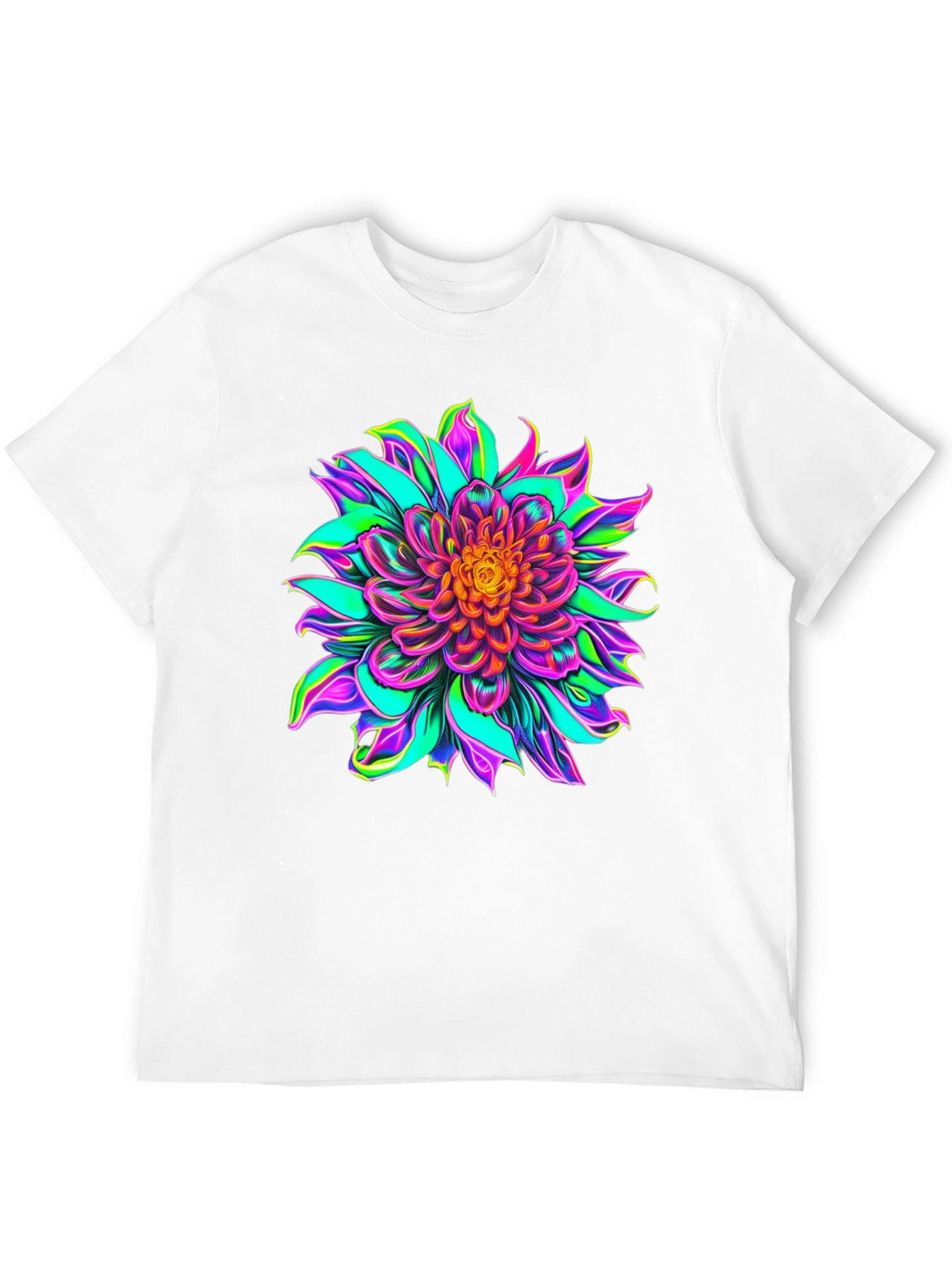 Vibrant Floral Graphic Black T-Shirt