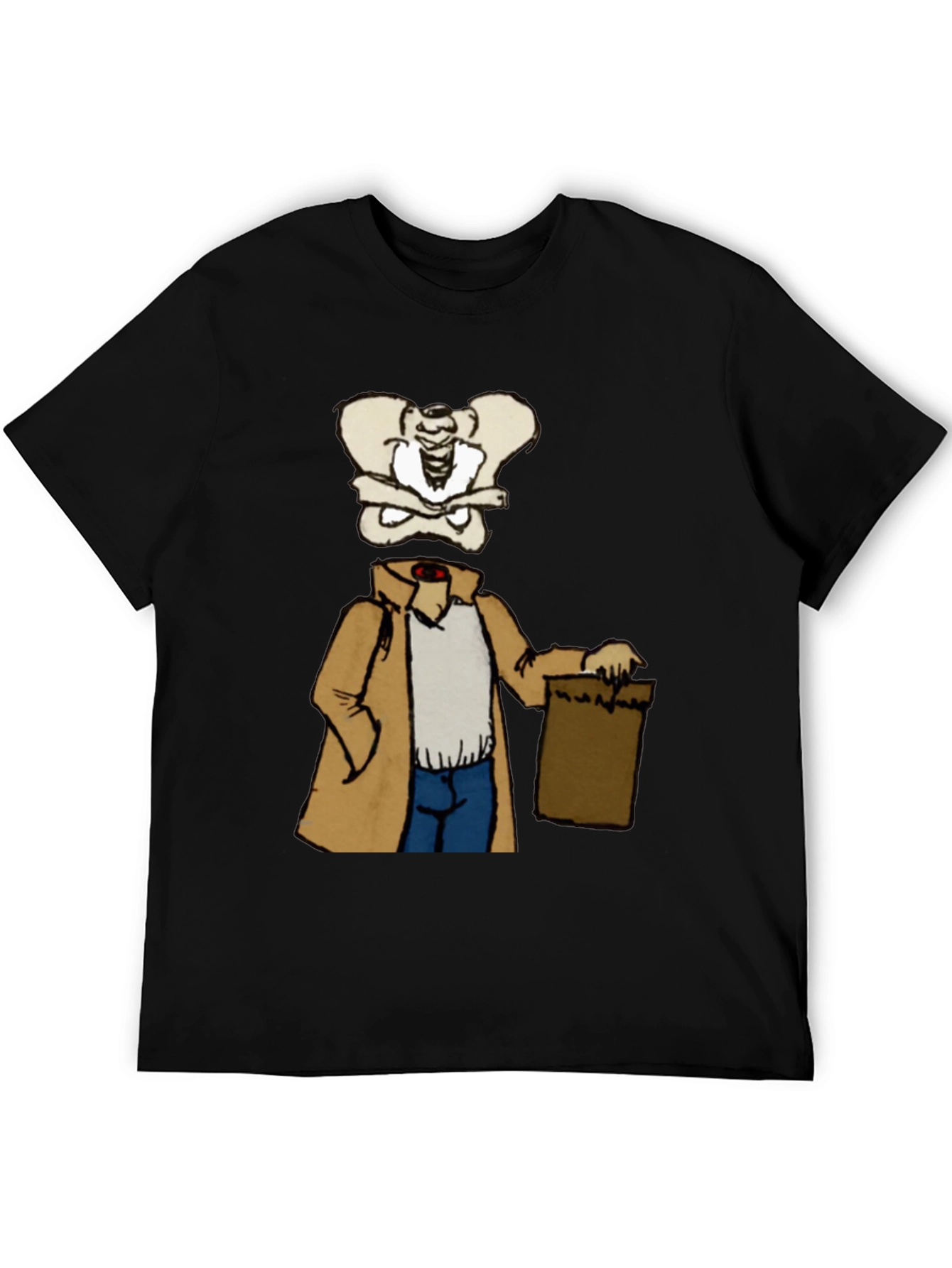Funny Skeleton Trench Coat Graphic Tee