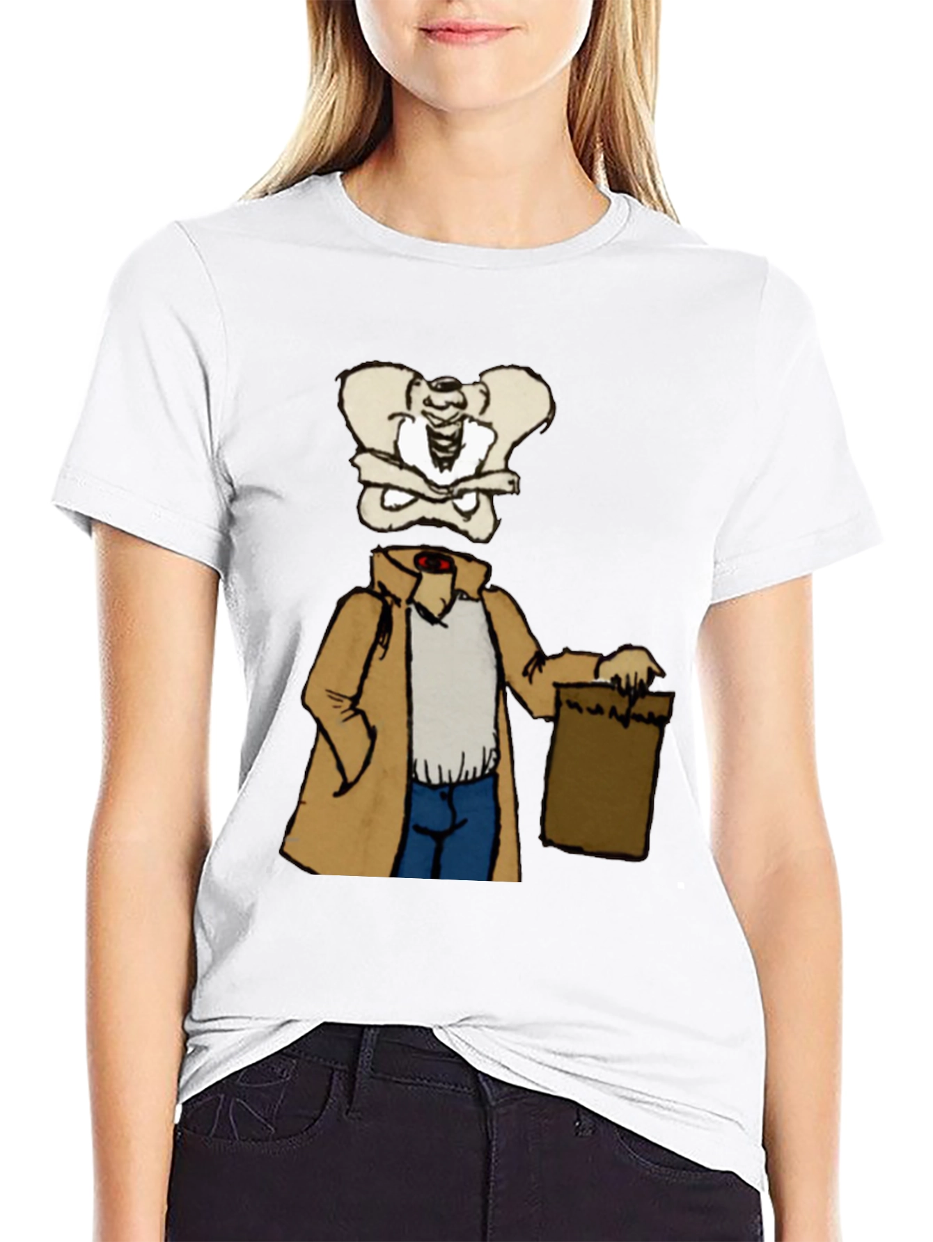 Funny Skeleton Trench Coat Graphic Tee