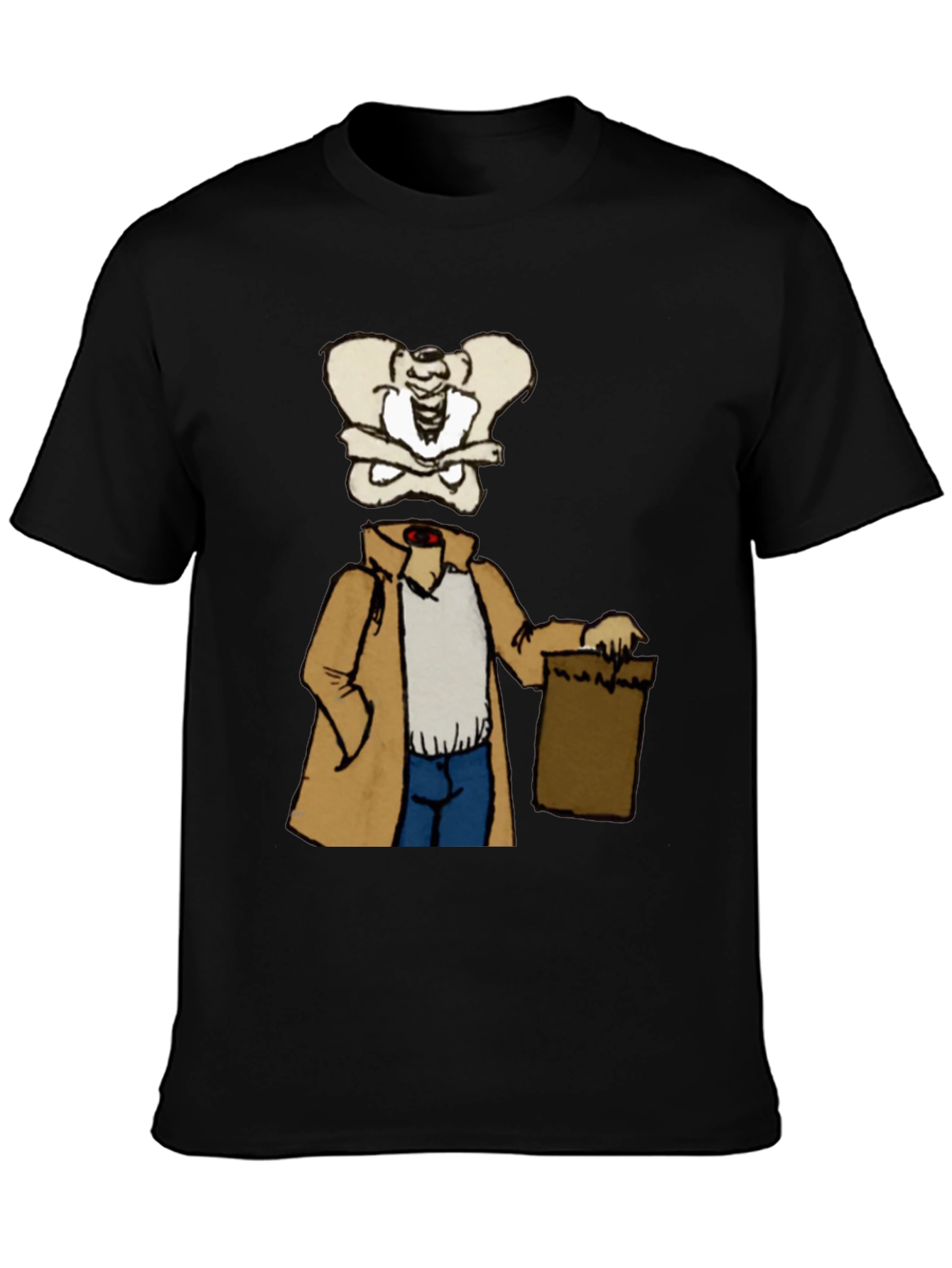 Funny Skeleton Trench Coat Graphic Tee