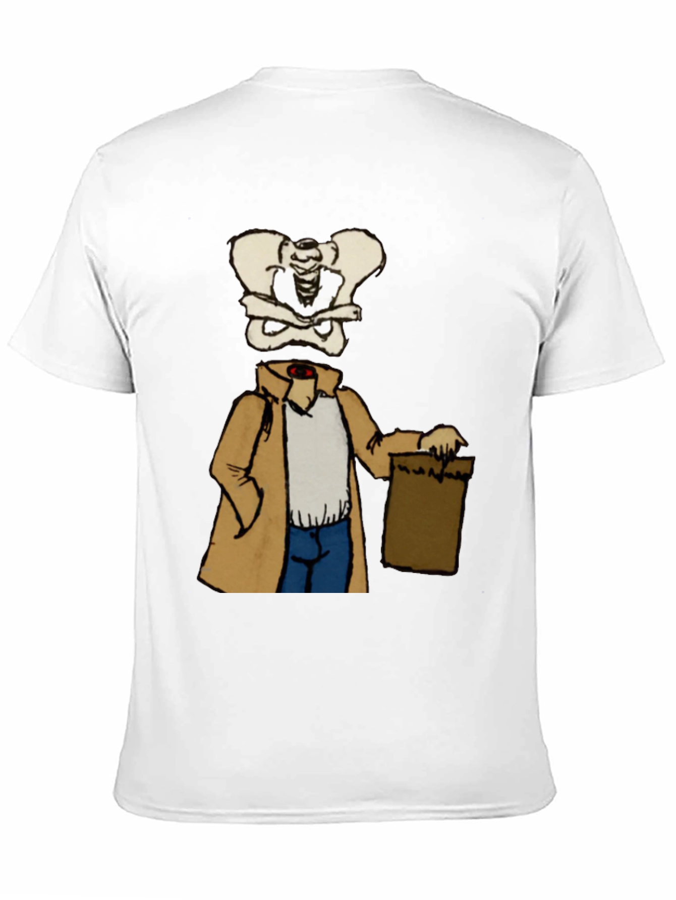 Funny Skeleton Trench Coat Graphic Tee