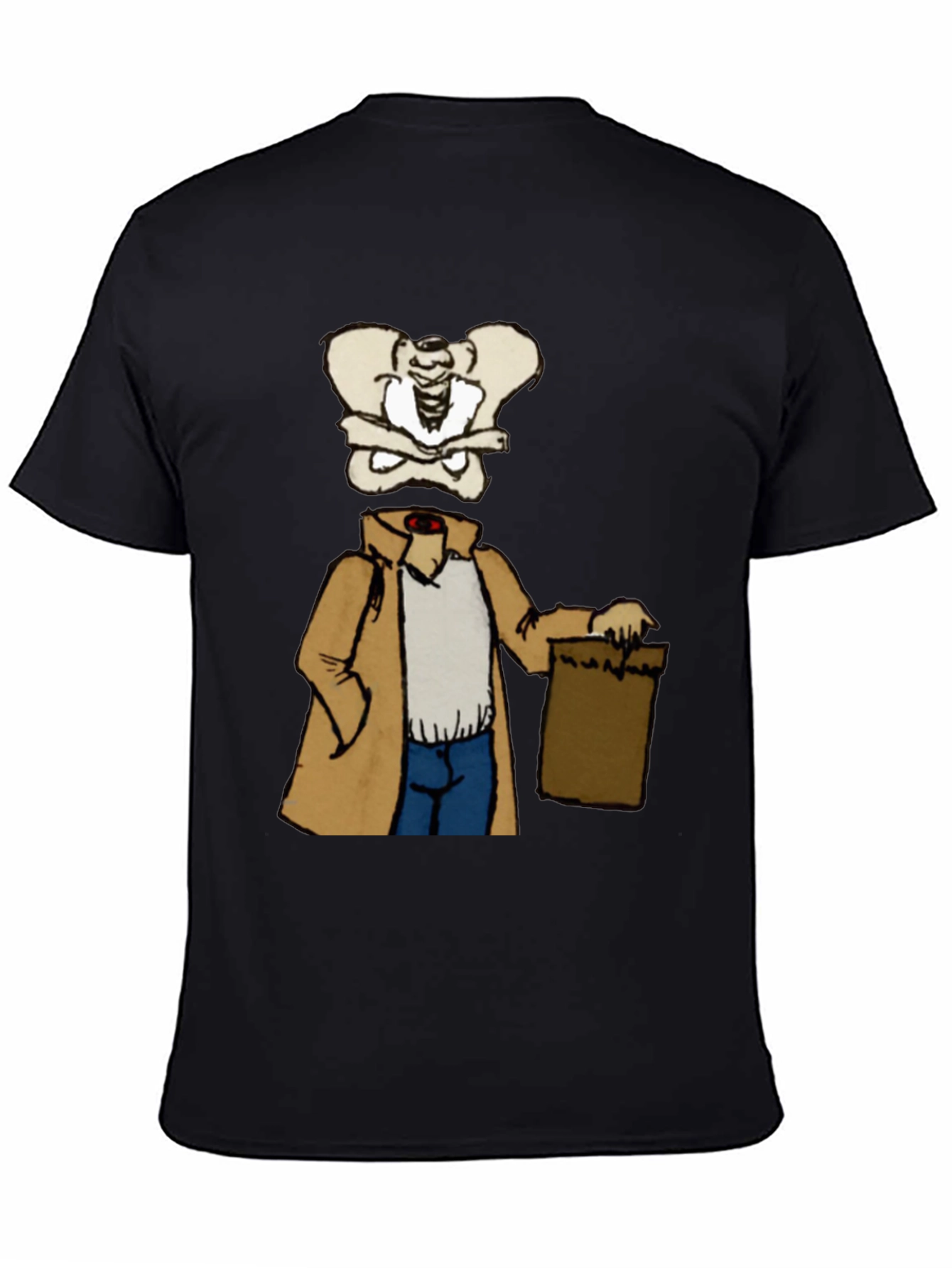 Funny Skeleton Trench Coat Graphic Tee