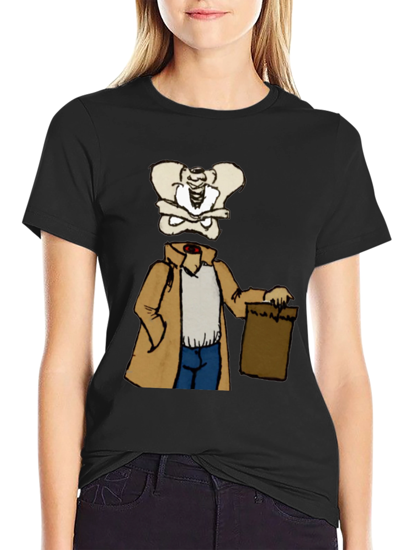 Funny Skeleton Trench Coat Graphic Tee