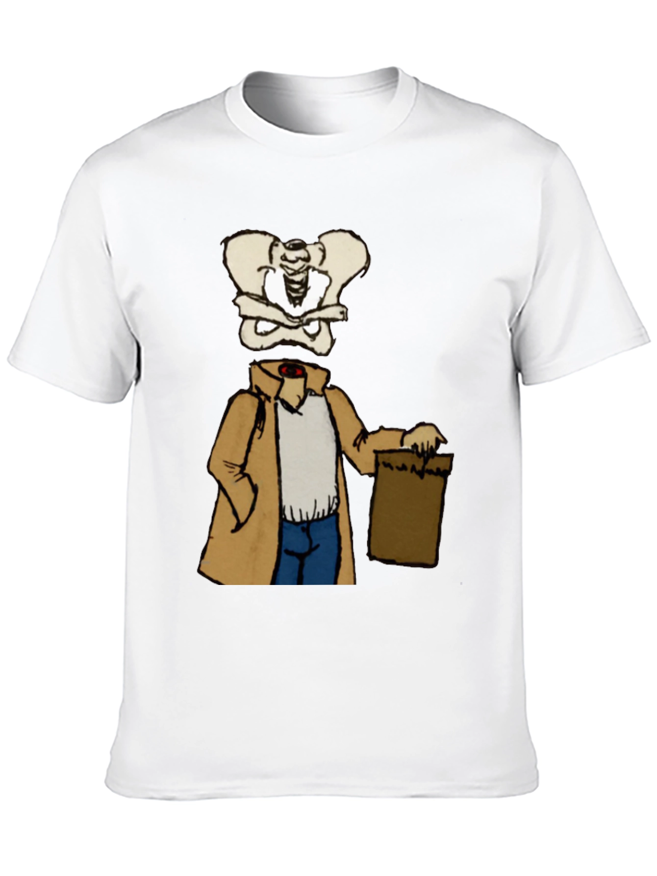 Funny Skeleton Trench Coat Graphic Tee