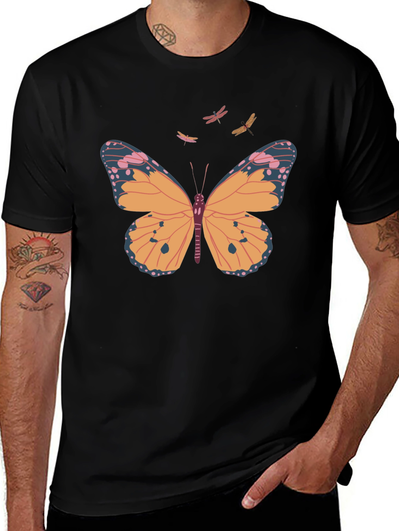 Butterfly Print Crew Neck T-Shirt