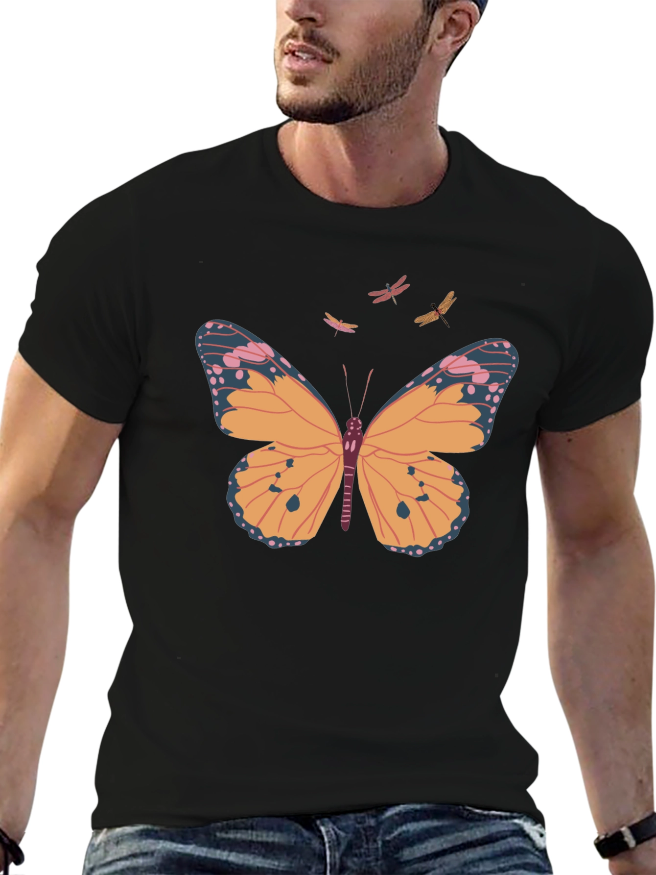 Butterfly Print Crew Neck T-Shirt